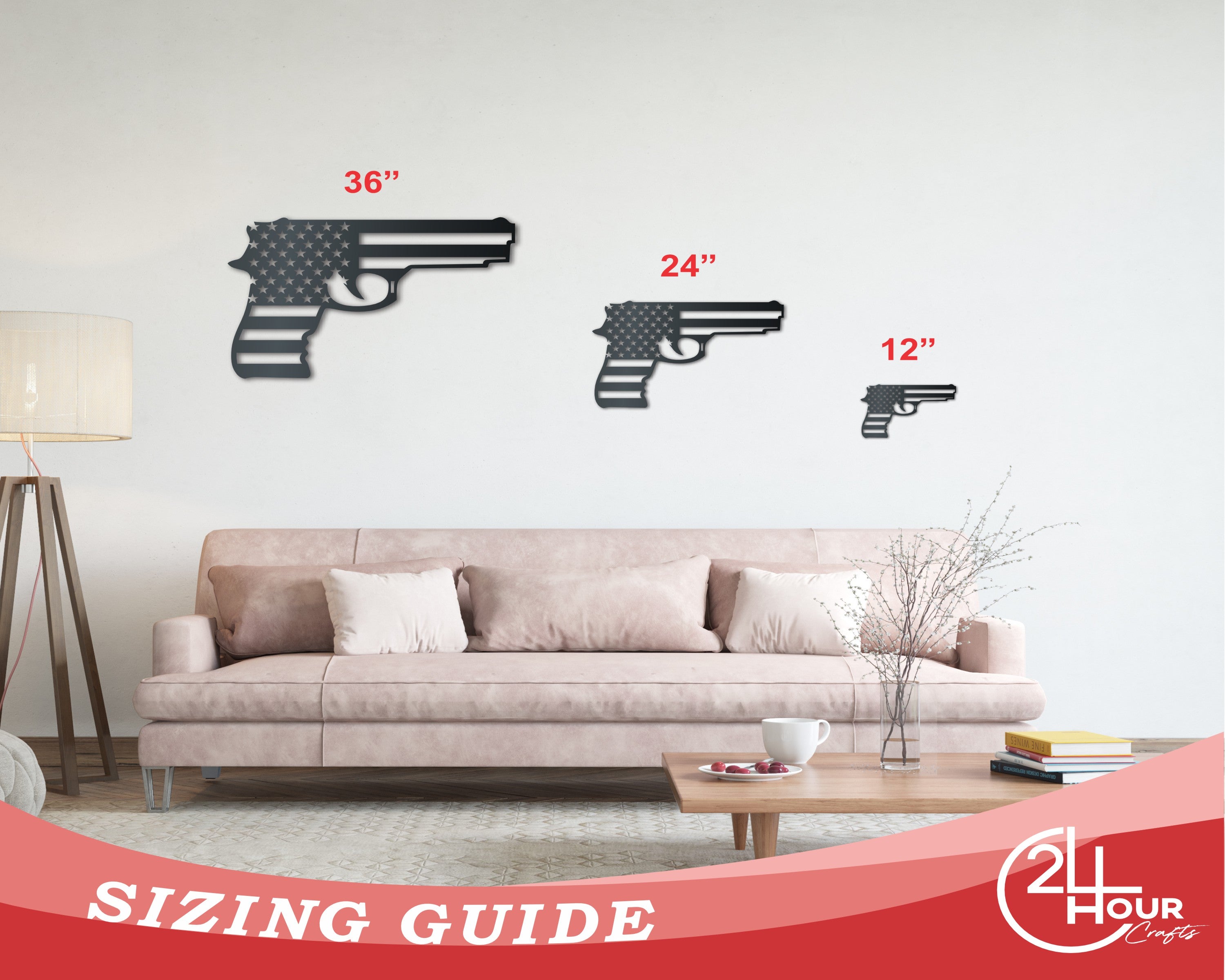 Large-Sized Metal American Arms Wall Art with Over 20 Color Choices for Indoors & Outdoors
