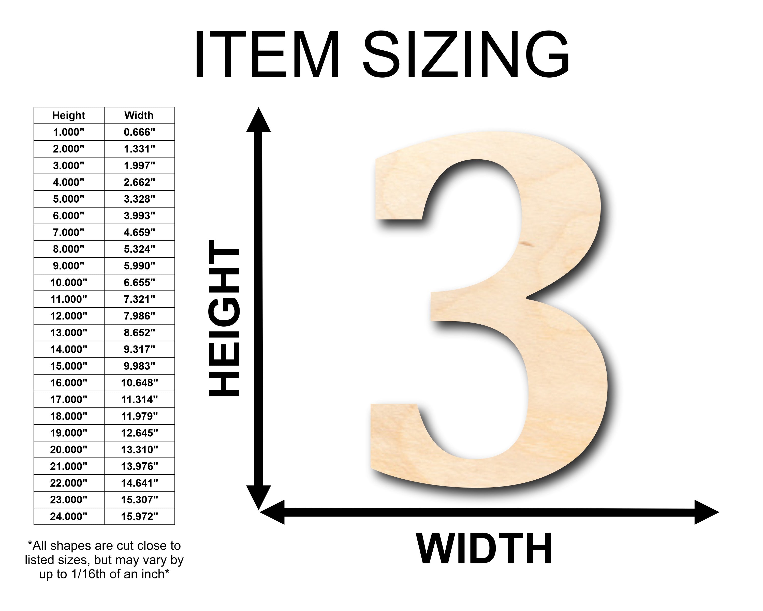 Unfinished Wood Cambria Number 3 Shape - Ideal for DIY Craft Projects up to 46 Pieces