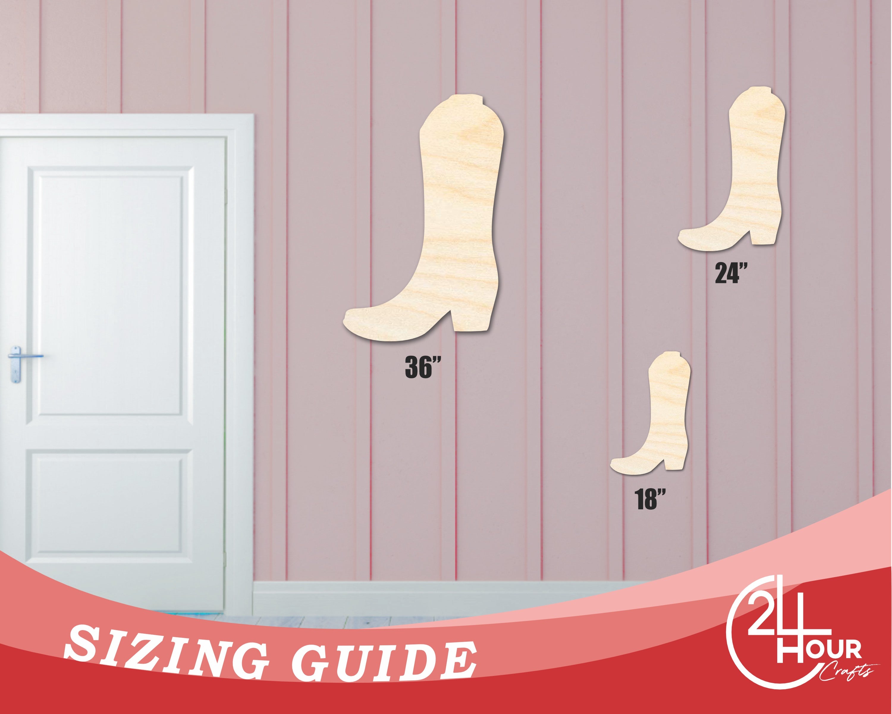 Enhanced Unfinished Wood Cowboy Boot Silhouette for DIY Crafts