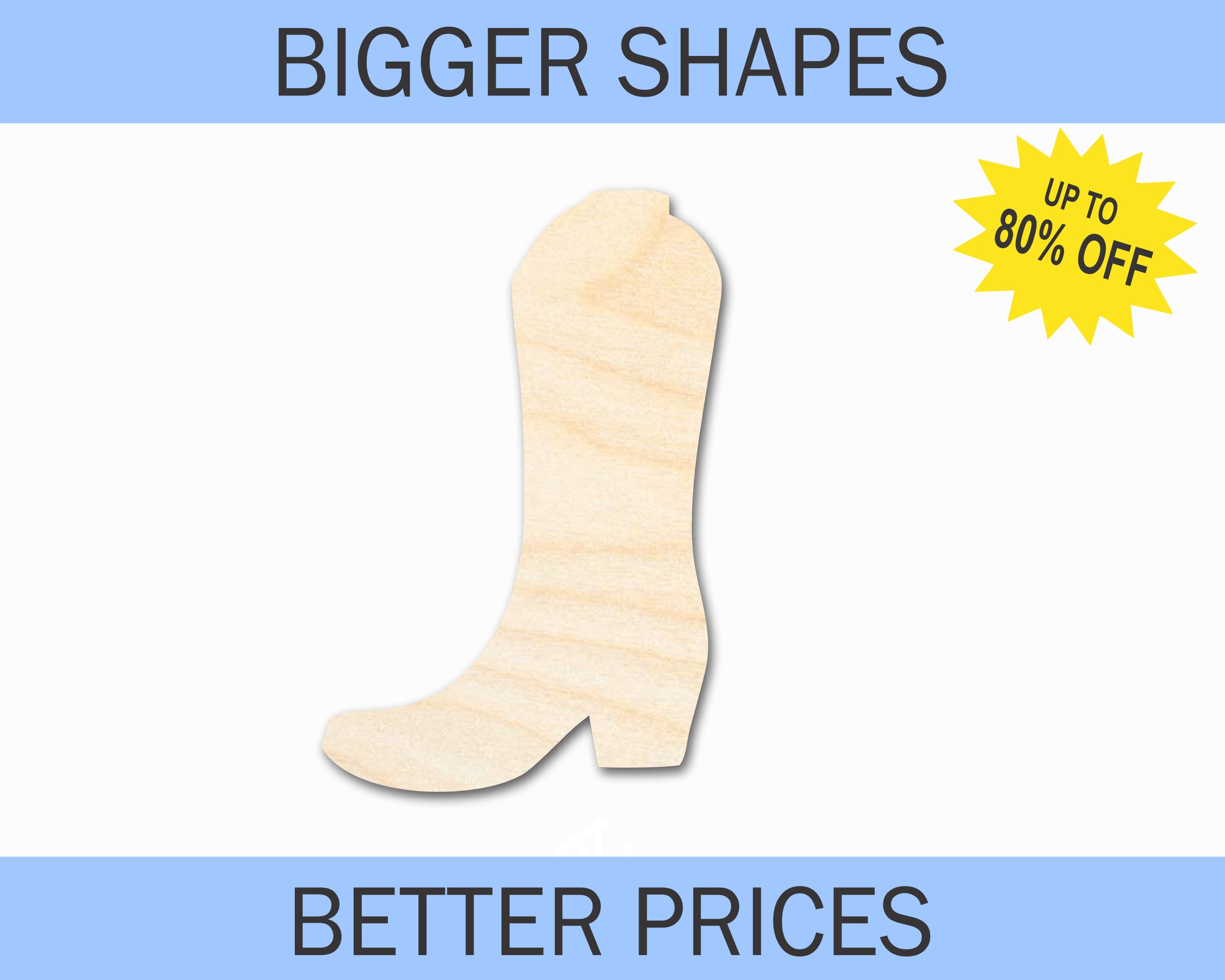 Enhanced Unfinished Wood Cowboy Boot Silhouette for DIY Crafts