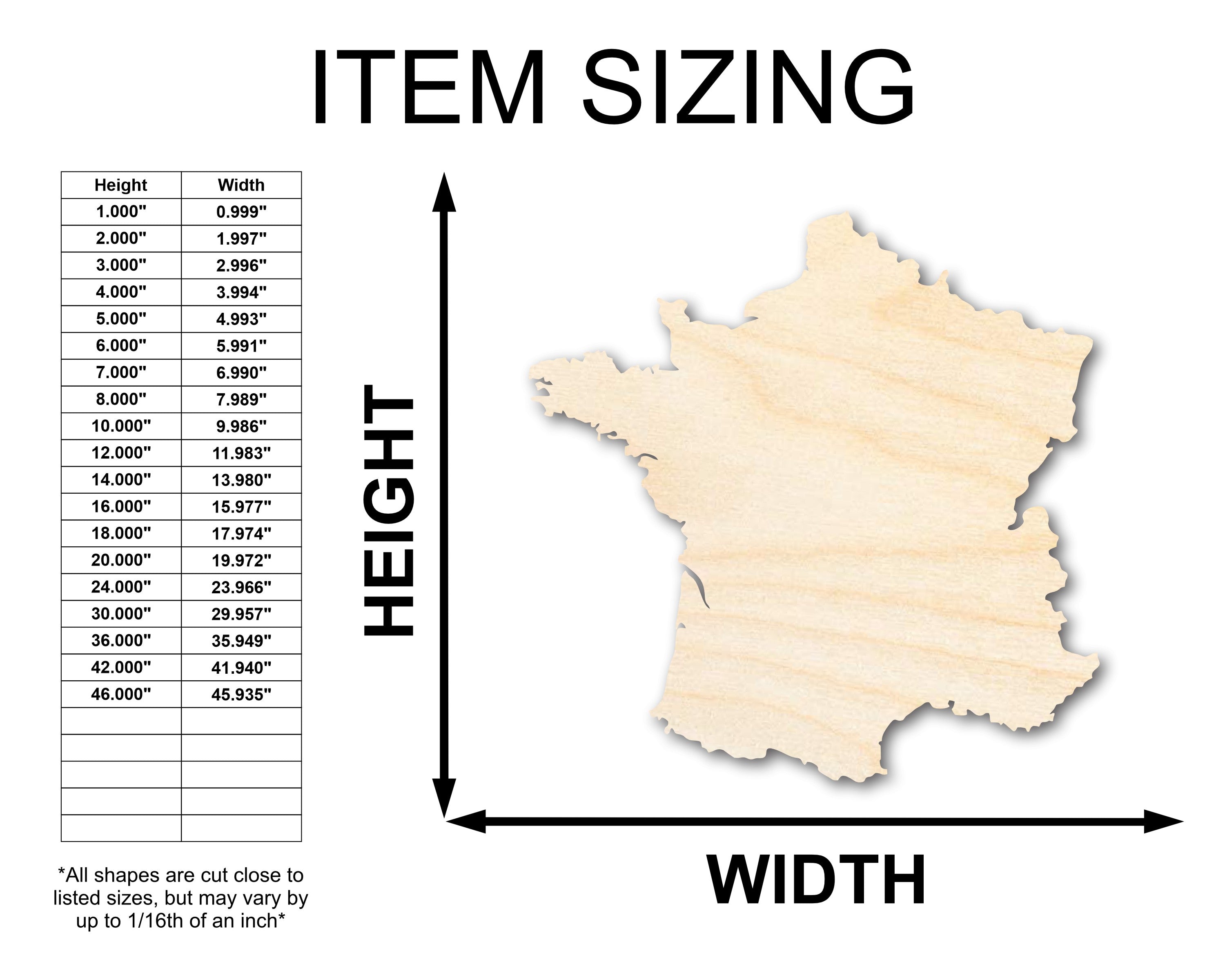 Unfinished European-style France Country-shaped Wood Crafts for Up to 46 DIY Projects