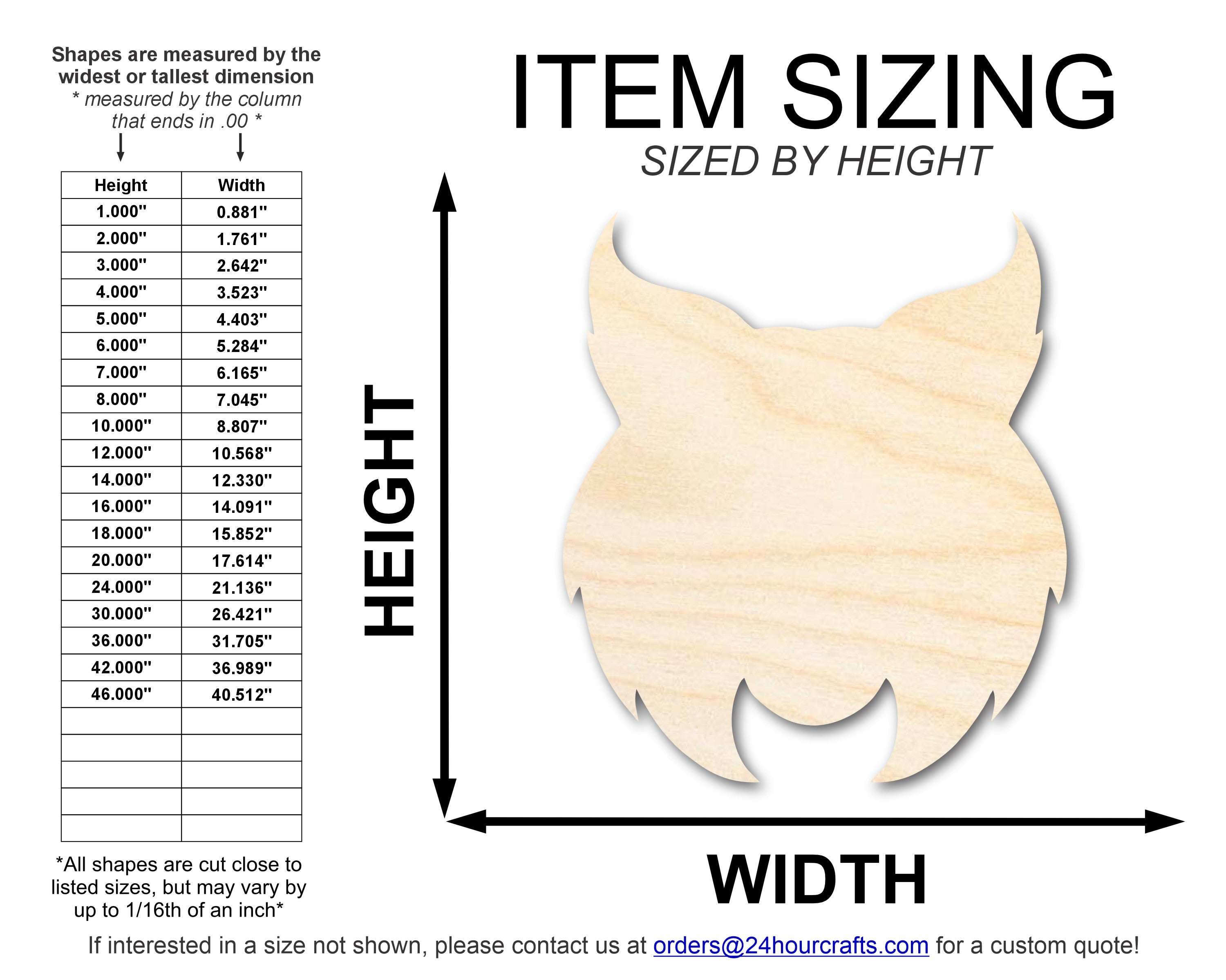 Unfinished Baltic Birch Wood Wildcat Mascot Shape DIY Craft Cutout Available in Sizes Up to 46 Inches for Multiple DIY Projects