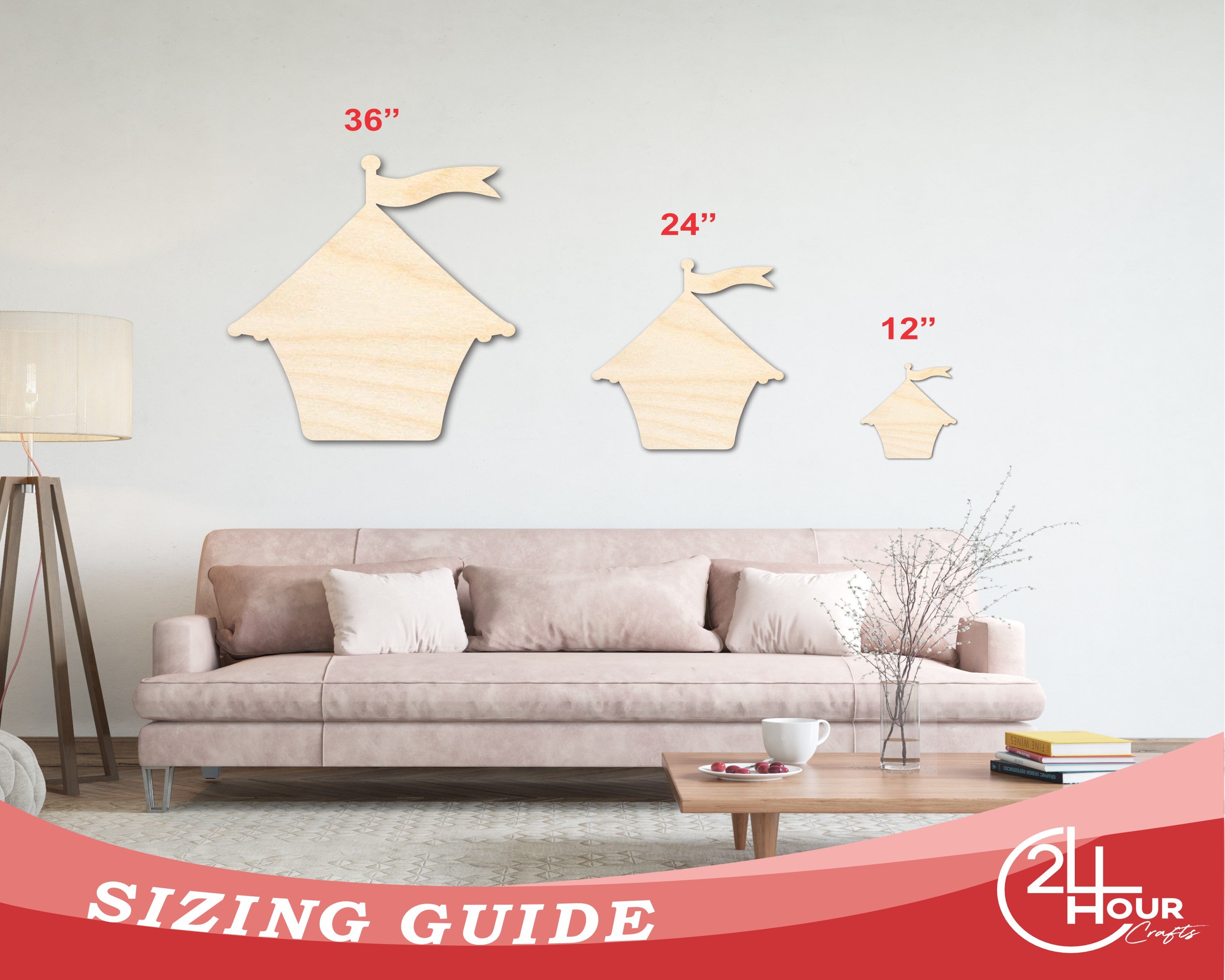 Unfinished Baltic Birch Wood Fair Booth Shape Cutout for Amusement Park Crafts - Up to 46 Inches for DIY Projects