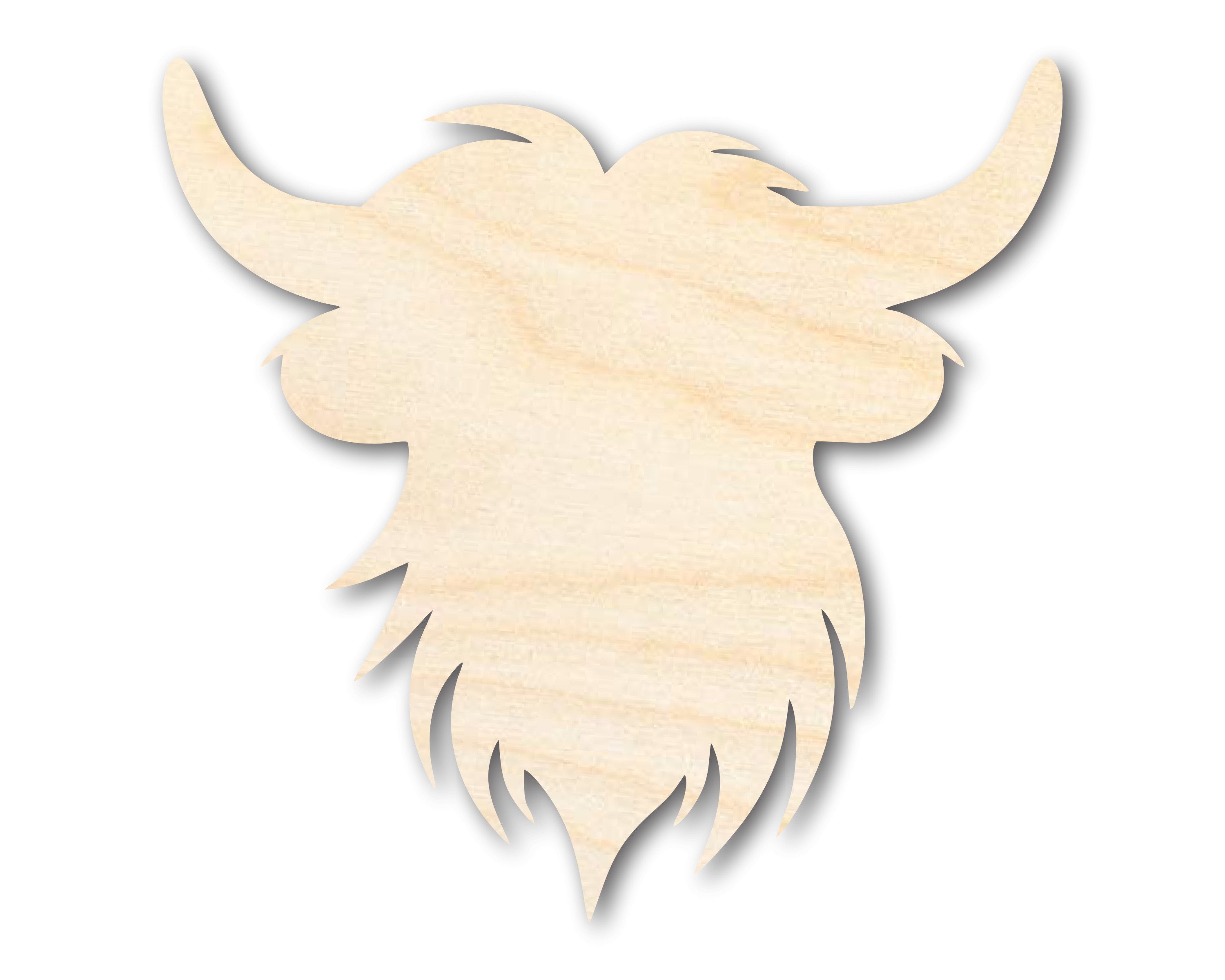DIY Unfinished Baltic Birch Highland Cow Head Shape Cutout up to 46 Inches