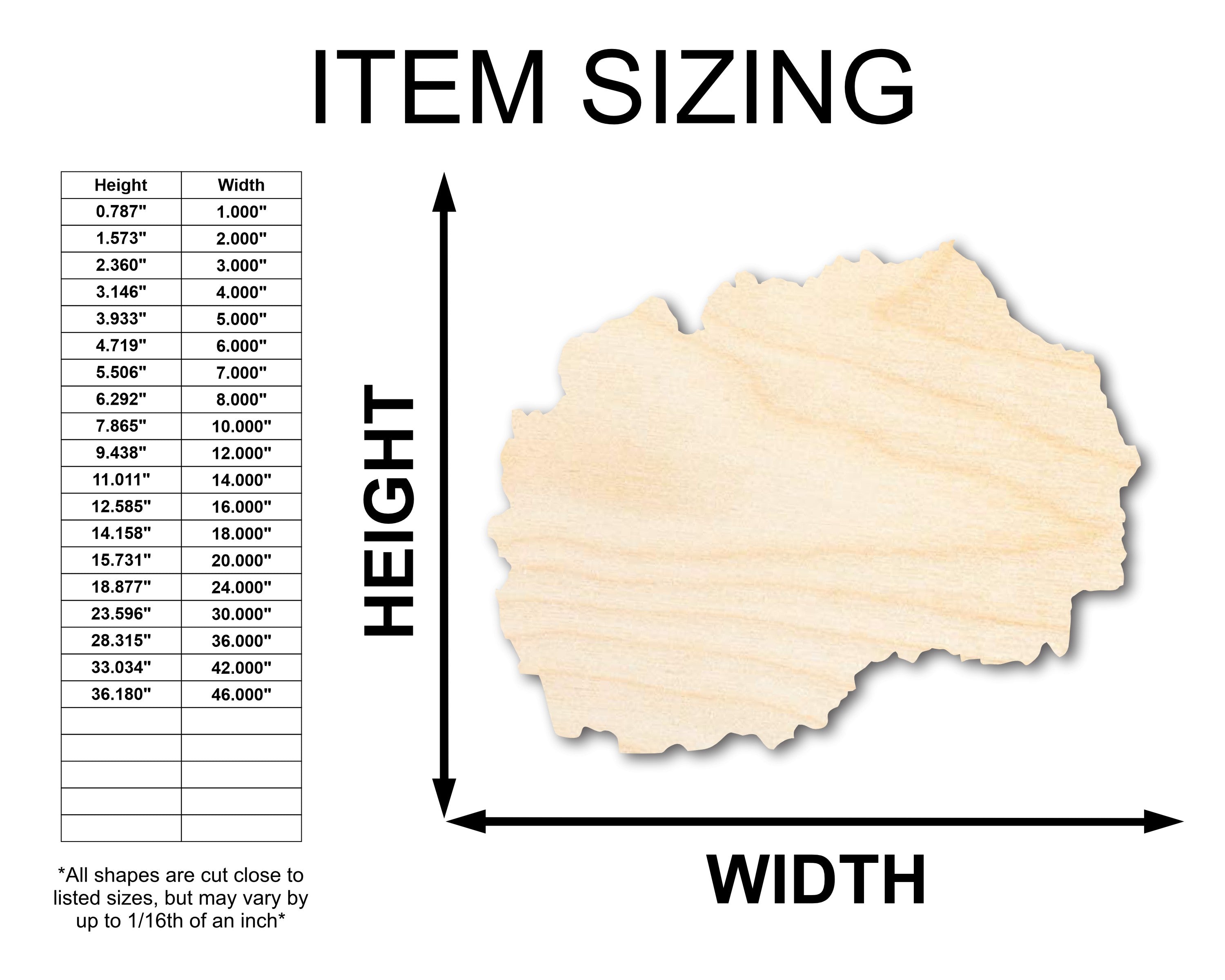 DIY Unfinished Wood Shape of North Macedonia - Ideal for Balkans Crafts