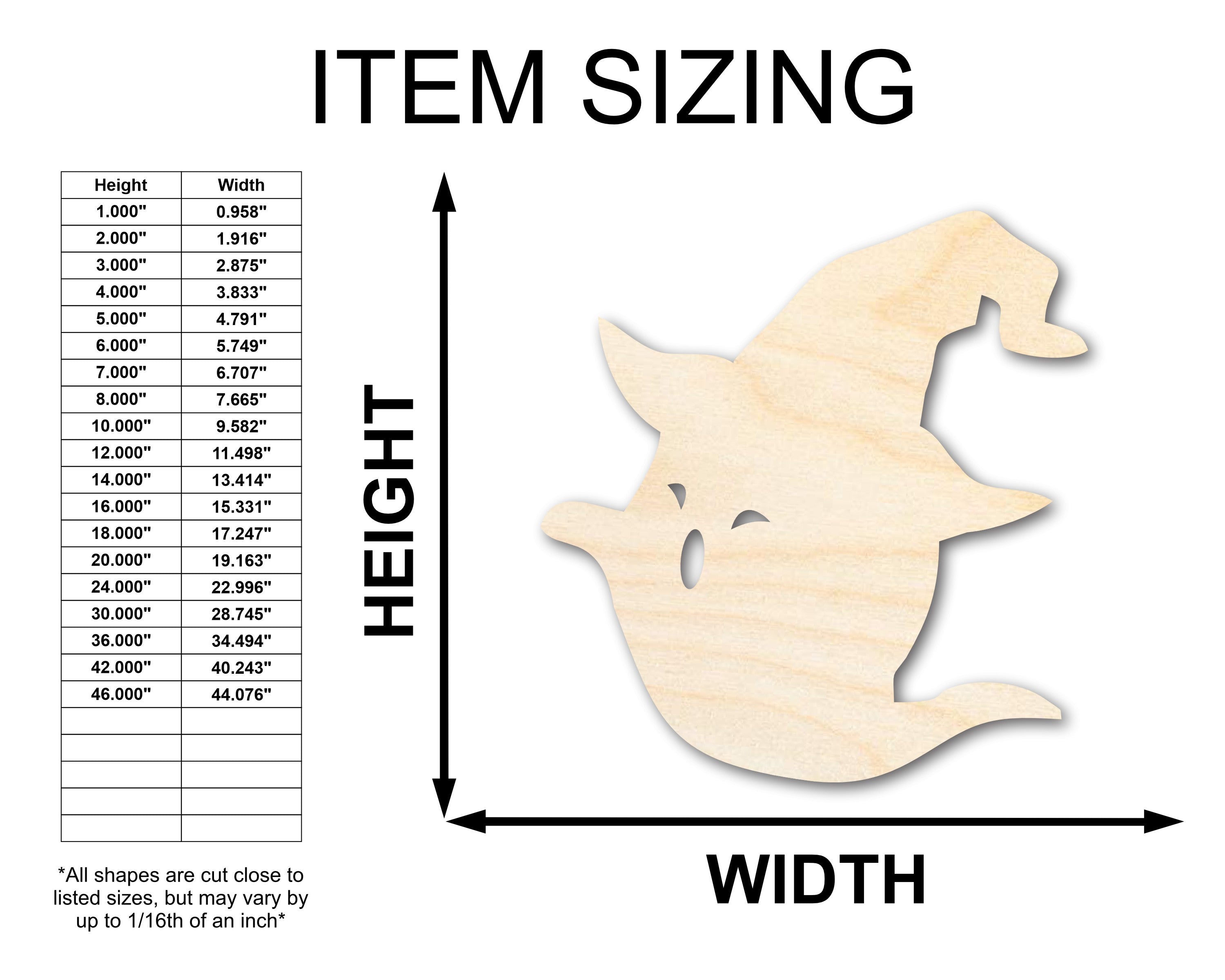 Unfinished Baltic Birch Wood Witch Ghost Shape Crafts - Up to 36 Inches