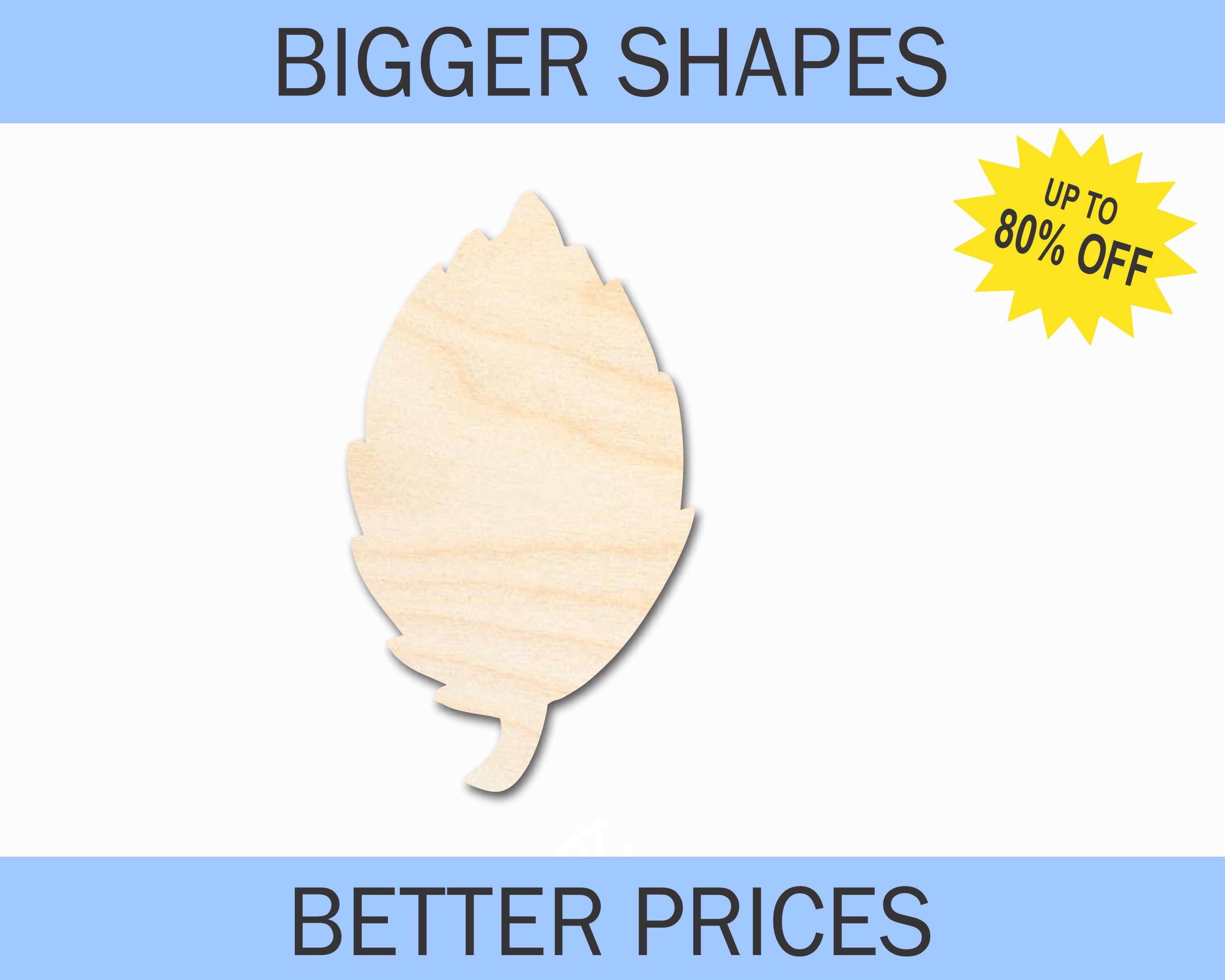 Enhanced DIY Craft Unfinished Wood Cutout in the Shape of a Simple Fall Leaf from the Bigger Better Collection