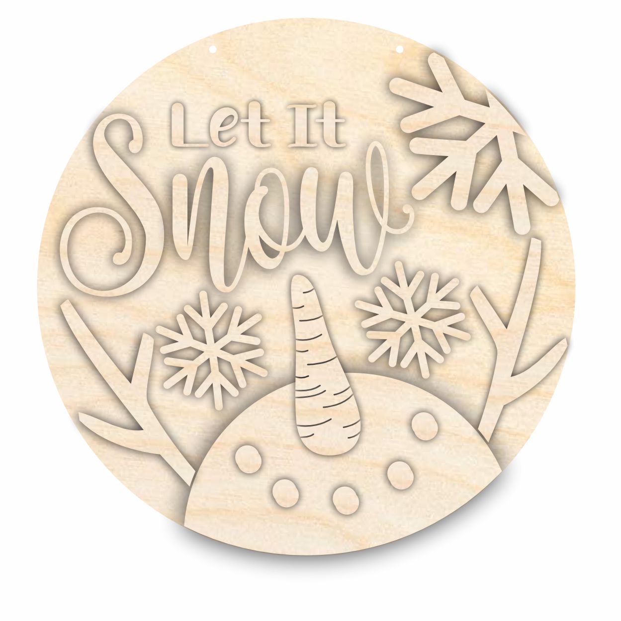 1/4 Thick Unfinished Wood 'Let It Snow' Door Sign Craft Kit