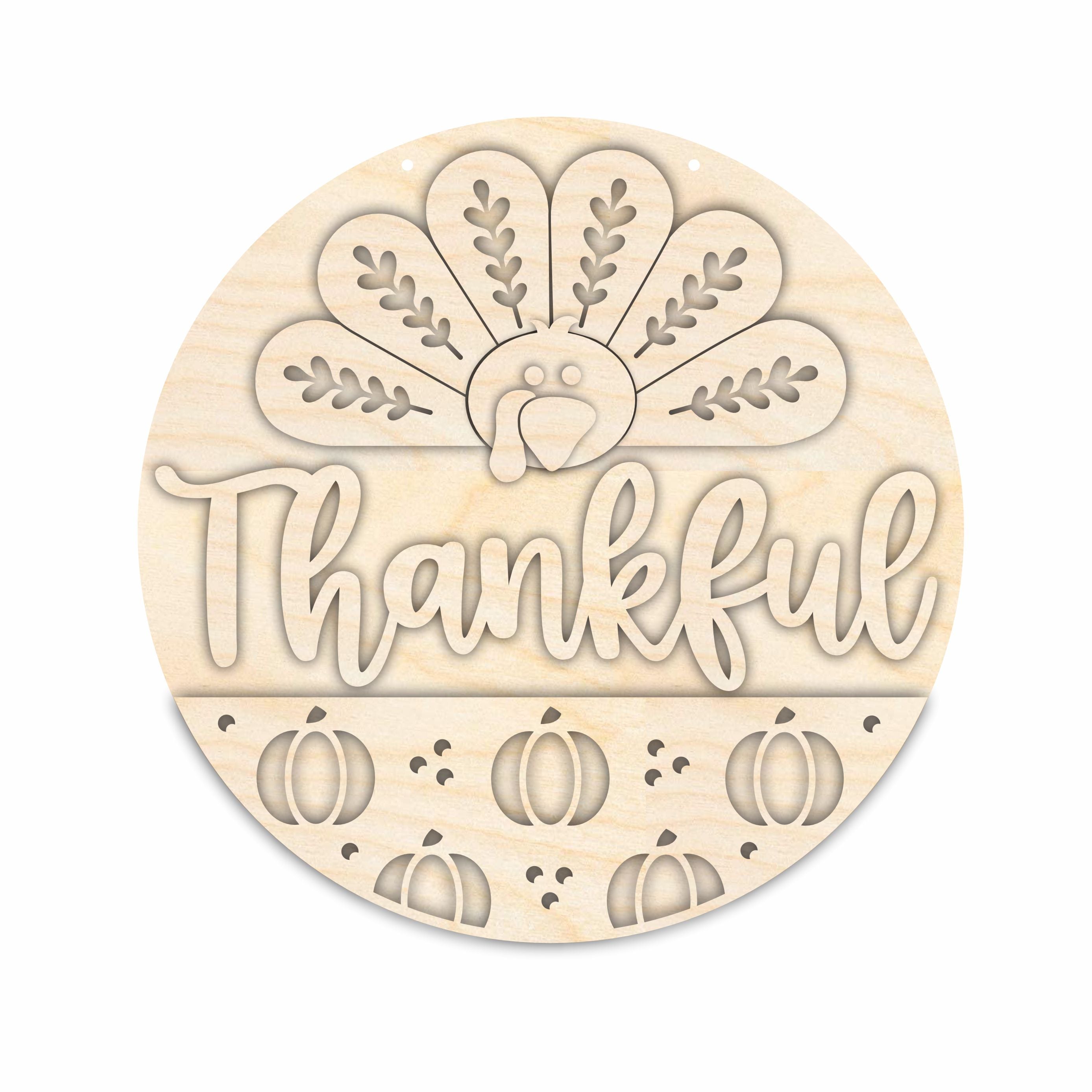 1/4-Inch Thick Unfinished Wood Thanksgiving Door Sign Kit for Creative Home Decor