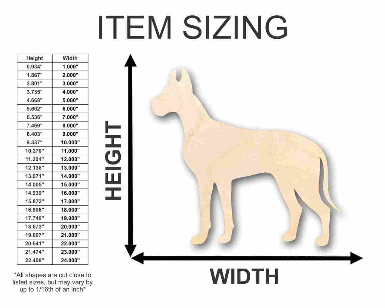 DIY Unfinished Baltic Birch Great Dane Dog Shape Craft up to 46
