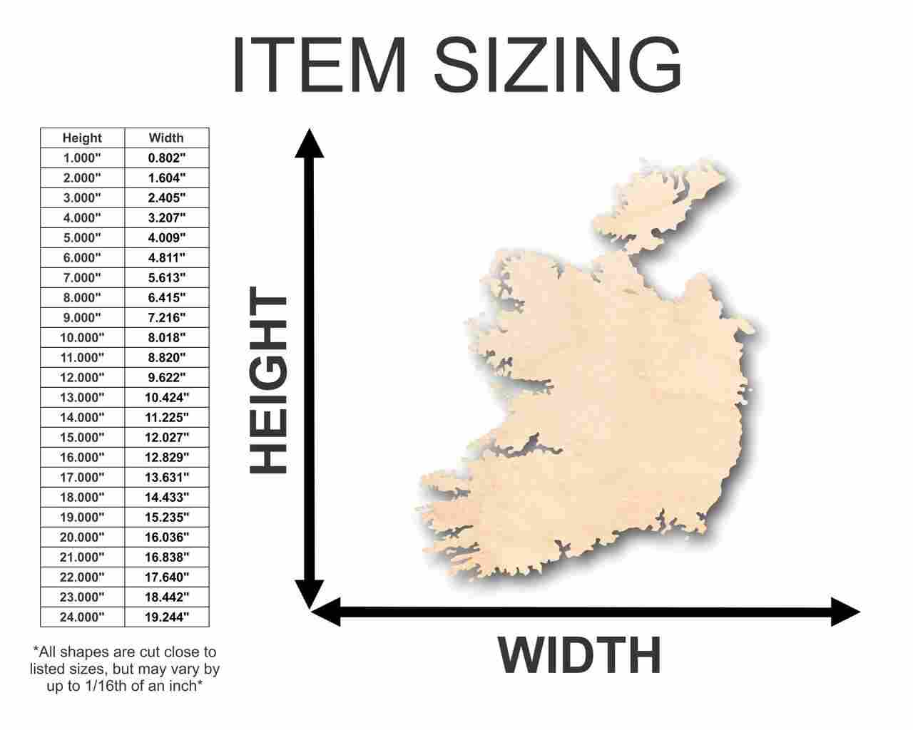 Unfinished DIY Wood Craft in the Shape of Ireland - Ideal for Up to 46 Creative Projects