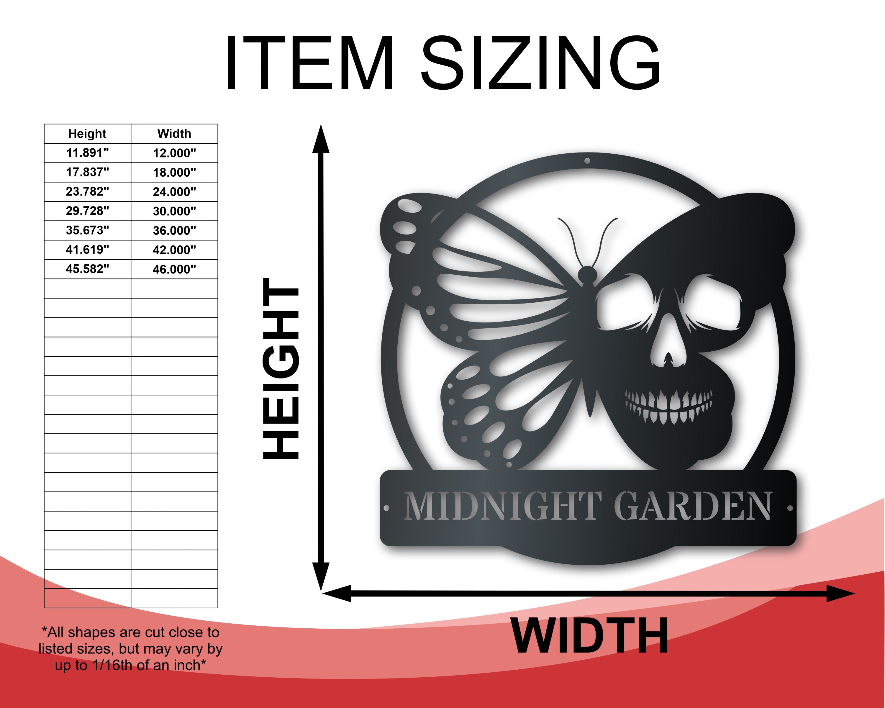 Customizable Metal Butterfly Skull Wall Decor for Indoor and Outdoor Use | Up to 46 Inches | More Than 20 Color Choices