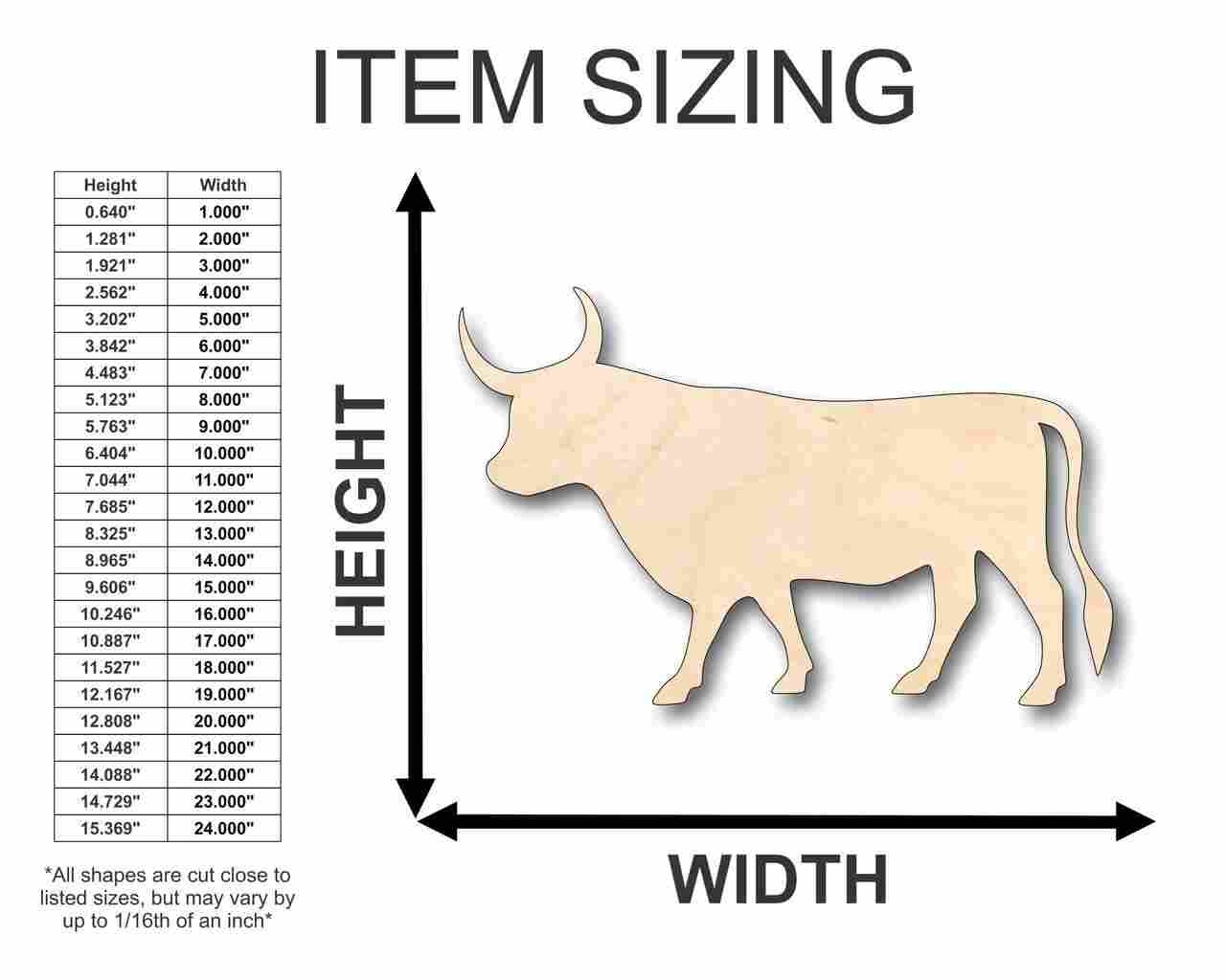 DIY Unfinished Wood Bull Shape Craft, Sizes Up to 46 Inches