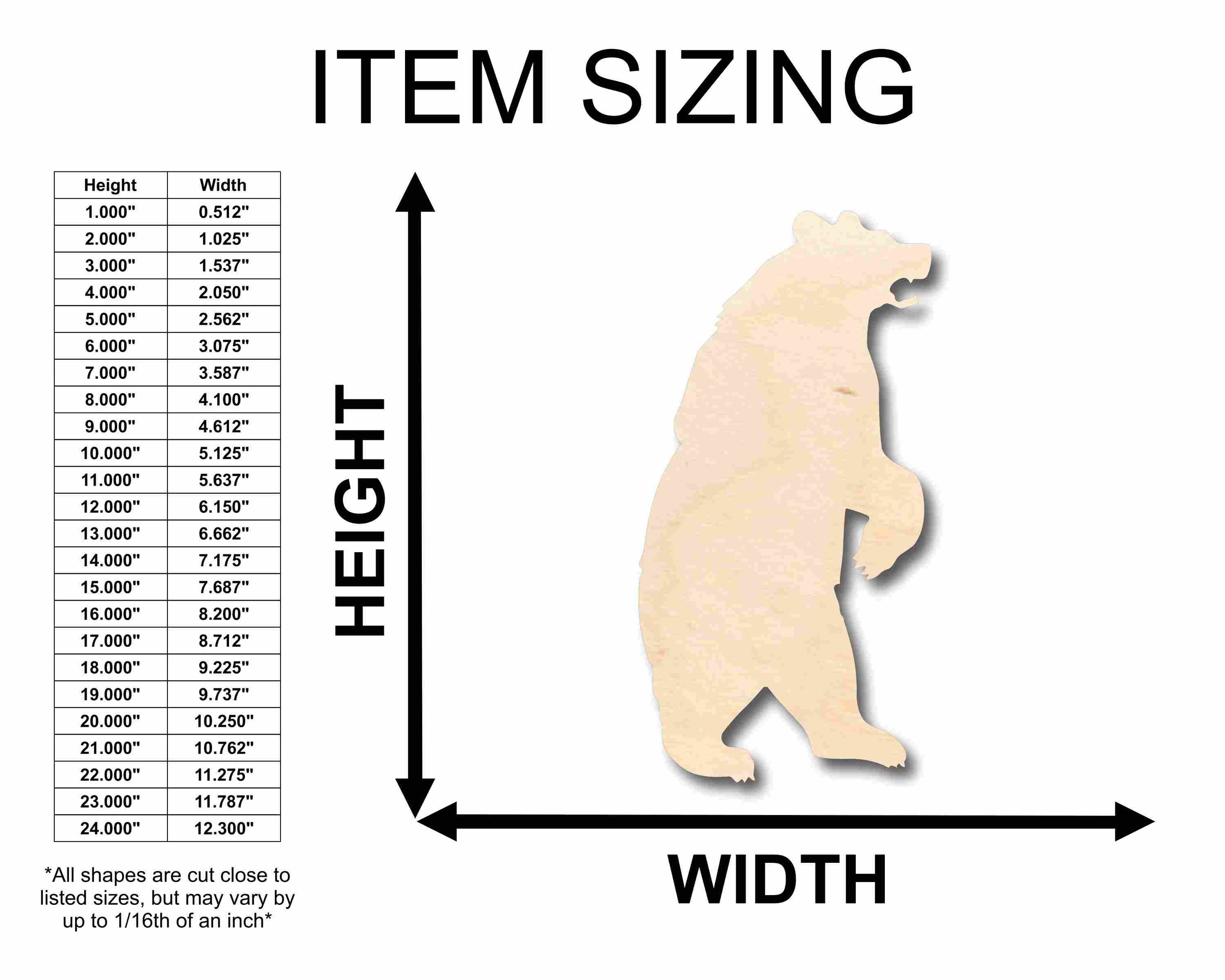 DIY Unfinished Standing Wood Bear Silhouette - Up to 46 for Crafting