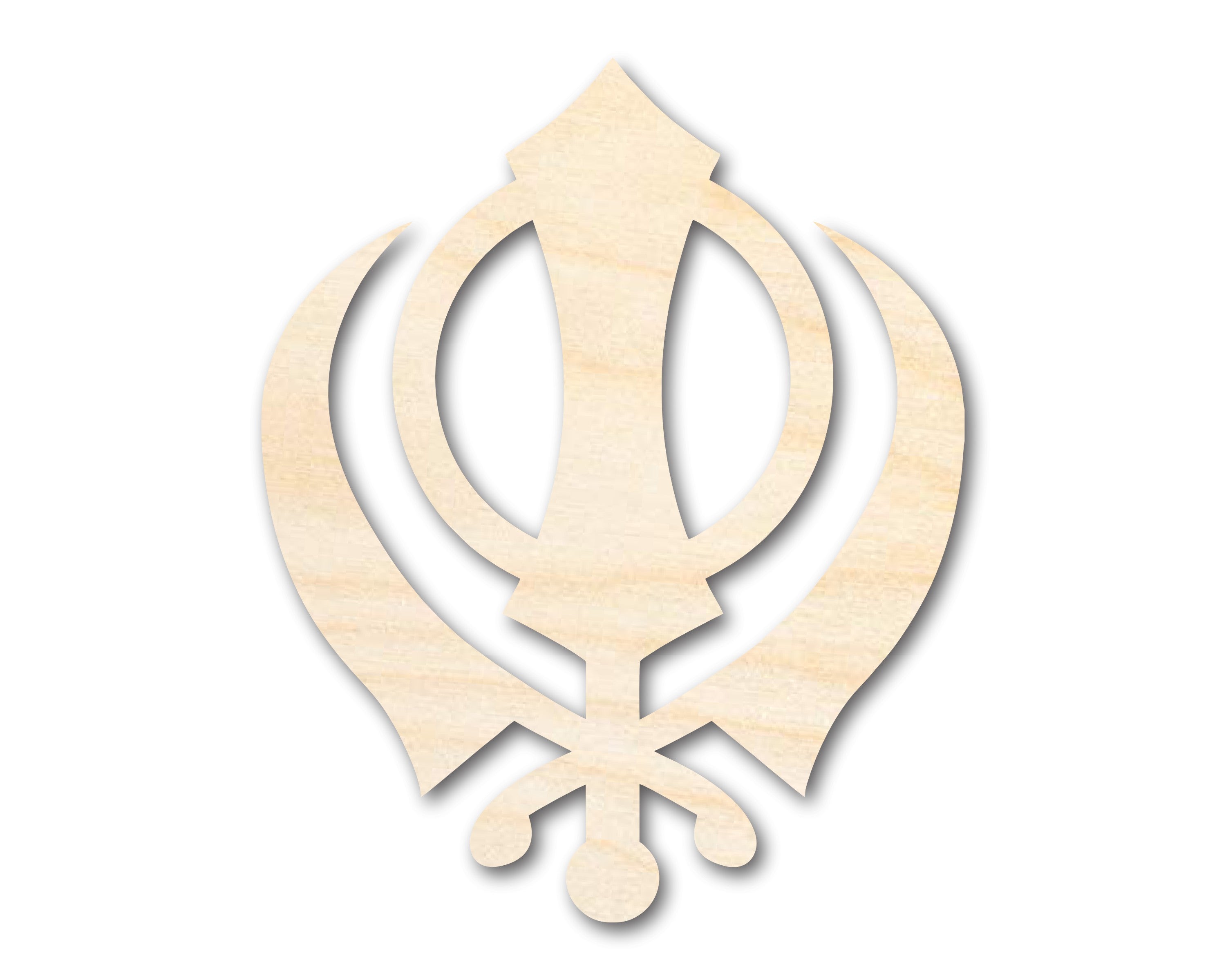 DIY Unfinished Baltic Birch Wood Khanda Sikhism Symbol Cutout up to 46