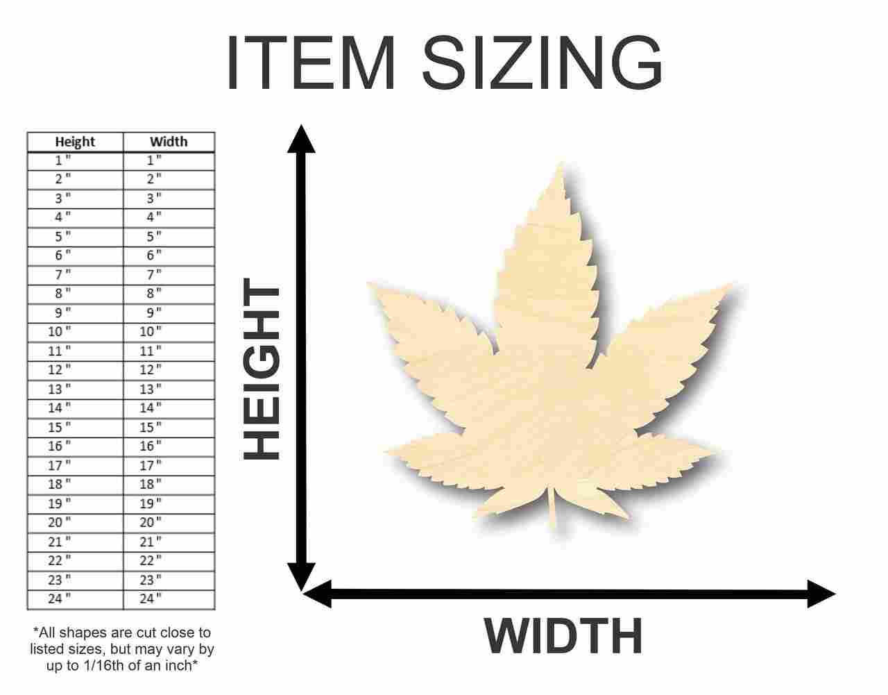 DIY Unfinished Wood Cannabis Leaf Shapes up to 46 for Crafts
