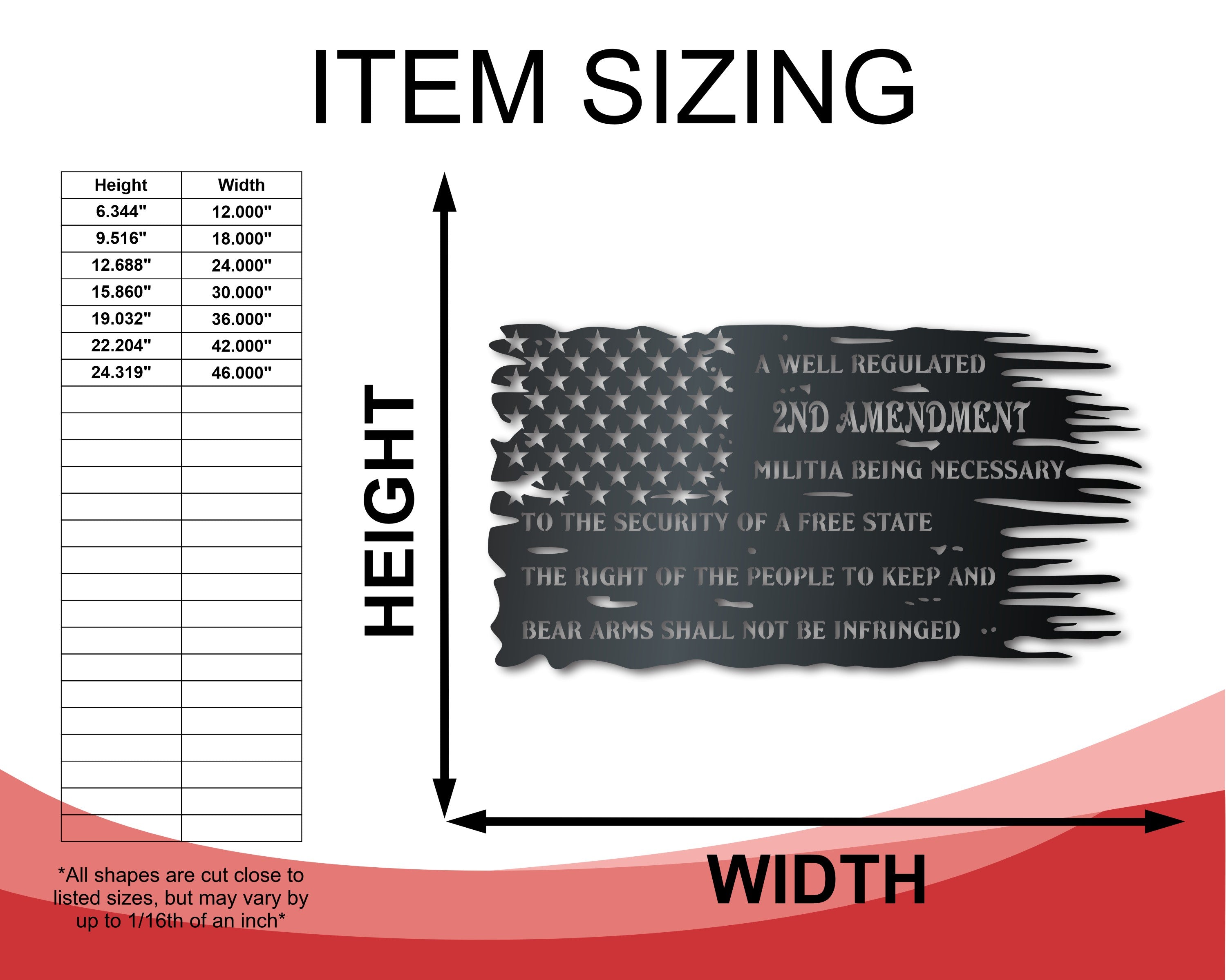 14 - Color Patriotic American Flag Metal Wall Art with Amendment Design