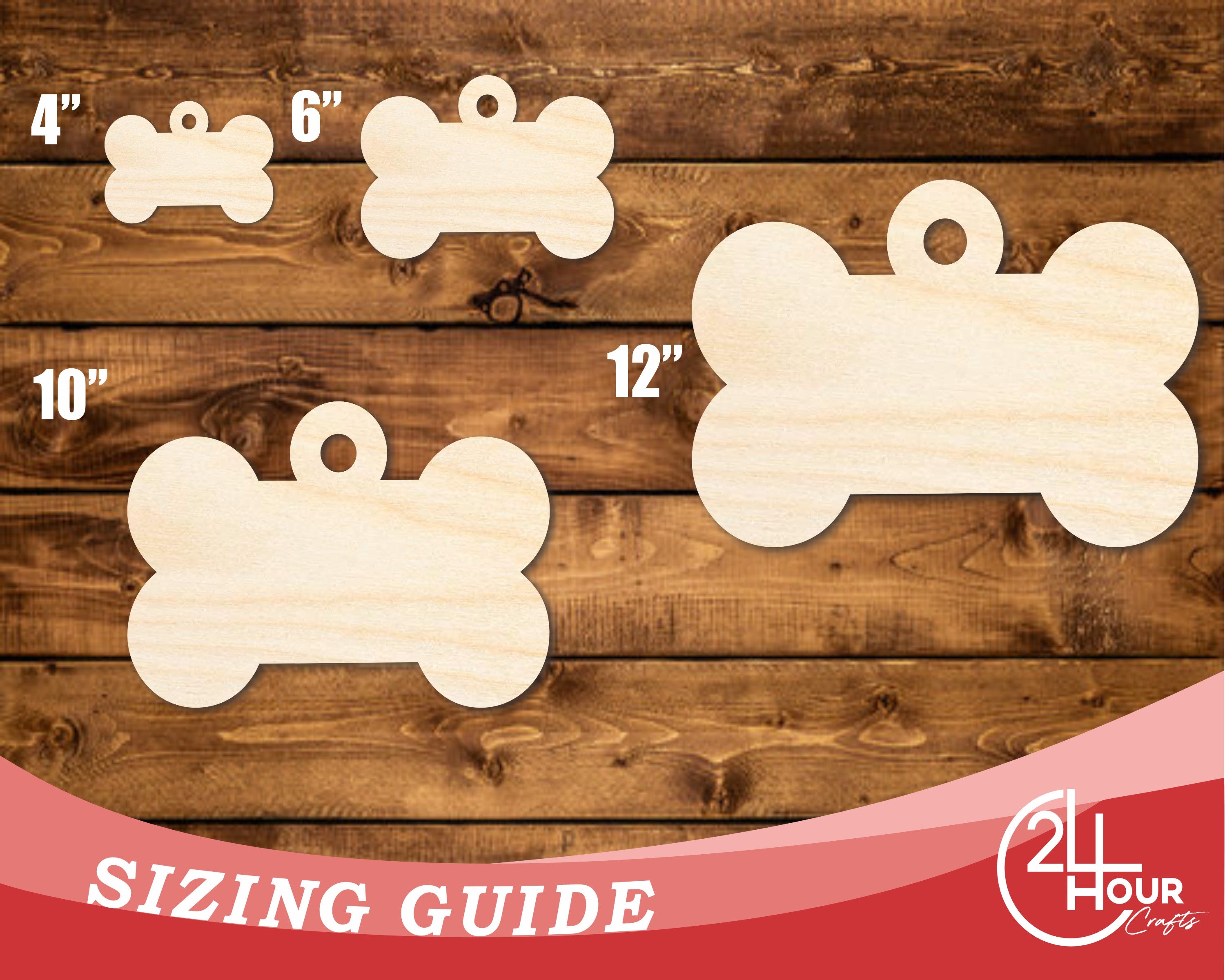 Unfinished DIY Craft Cutout in the Shape of a Dog Bone for Wood Crafts | Up to 46 Sizes Available for Do - It - Yourself Projects