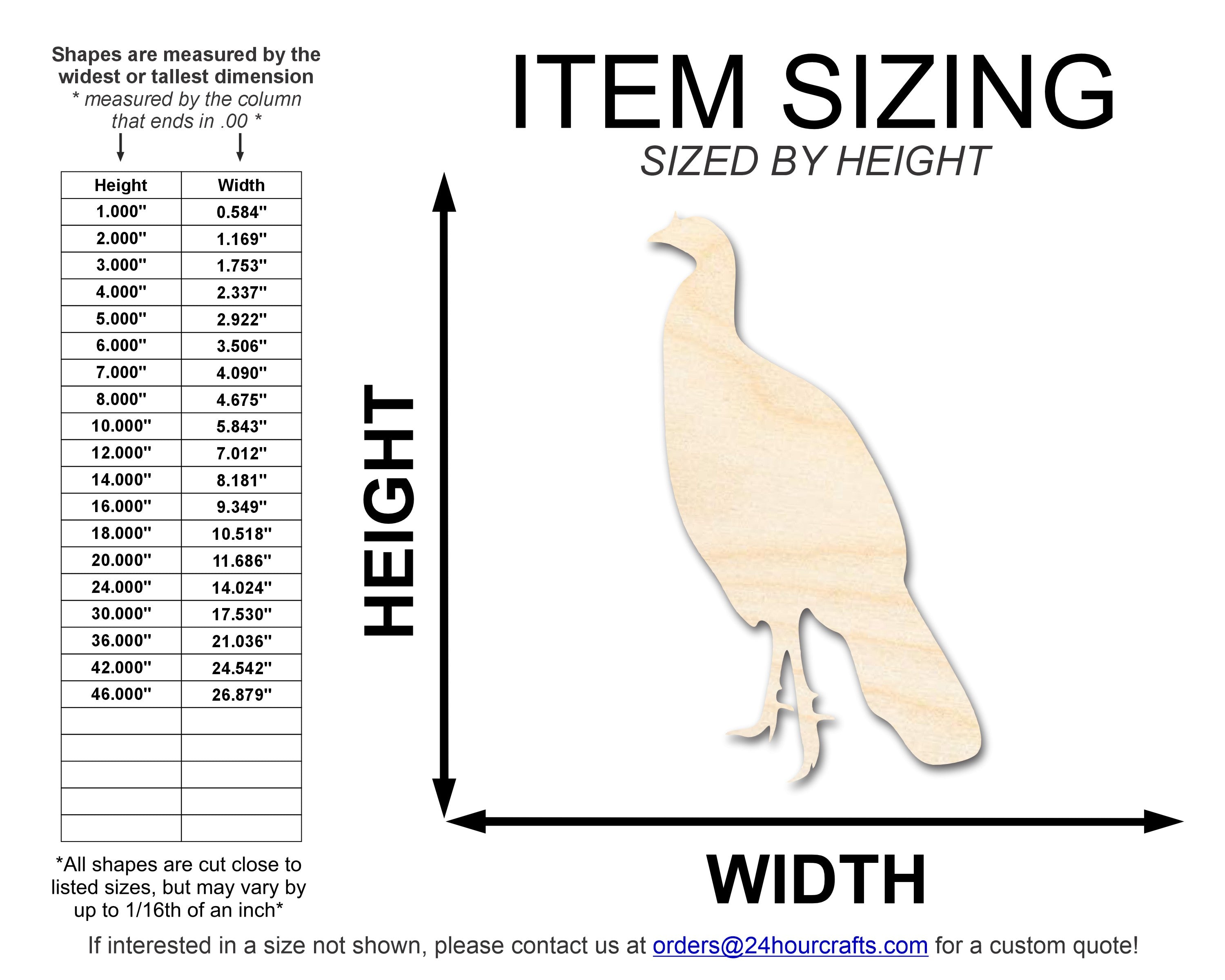 DIY Unfinished Baltic Birch Turkey Shape Cutout, Up to 46 Inches