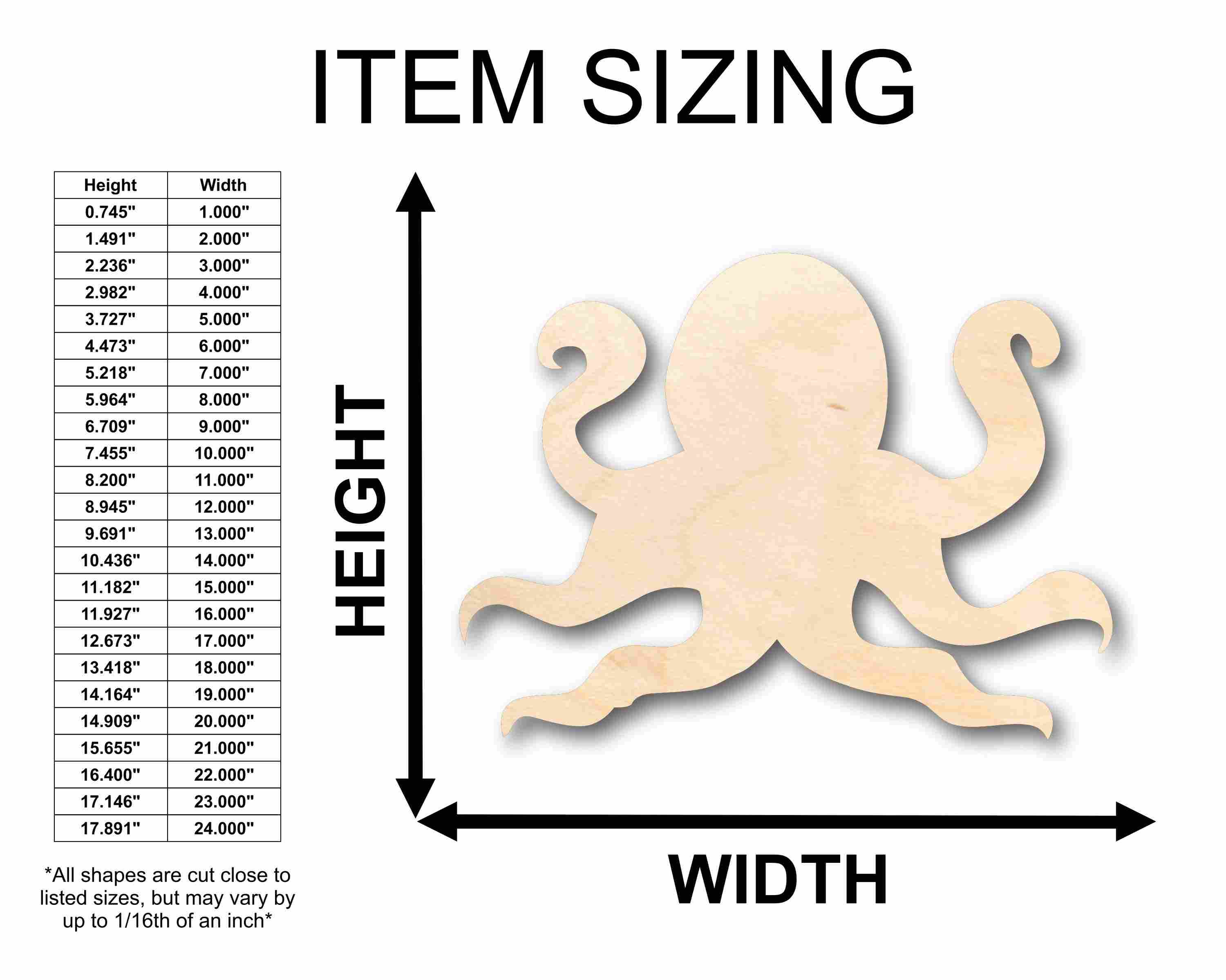 DIY Unfinished Wood Octopus Silhouette for Up to 46 Craft Projects