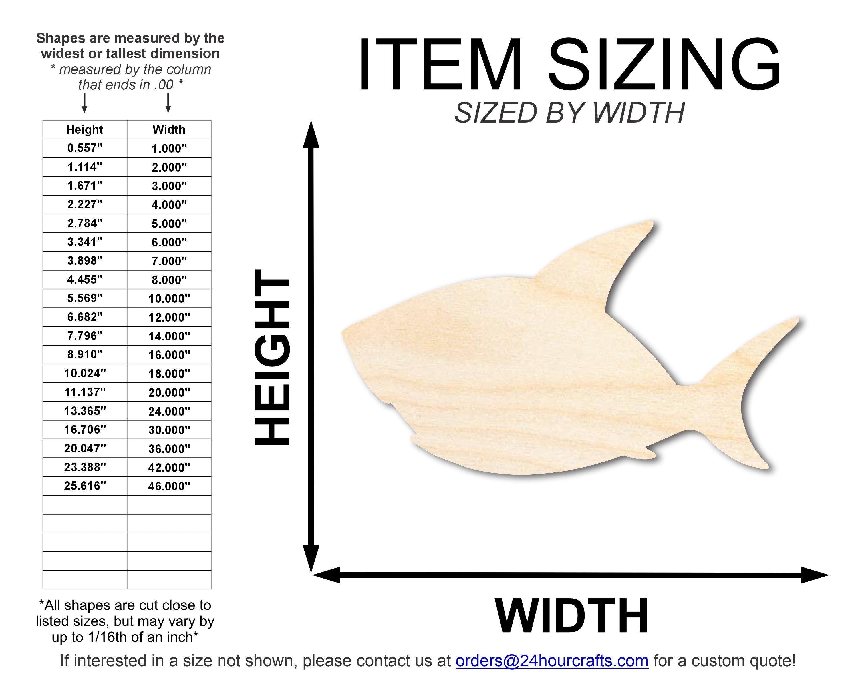DIY Unfinished Baltic Birch Cute Shark Shape Cutout - Up to 46 Inches