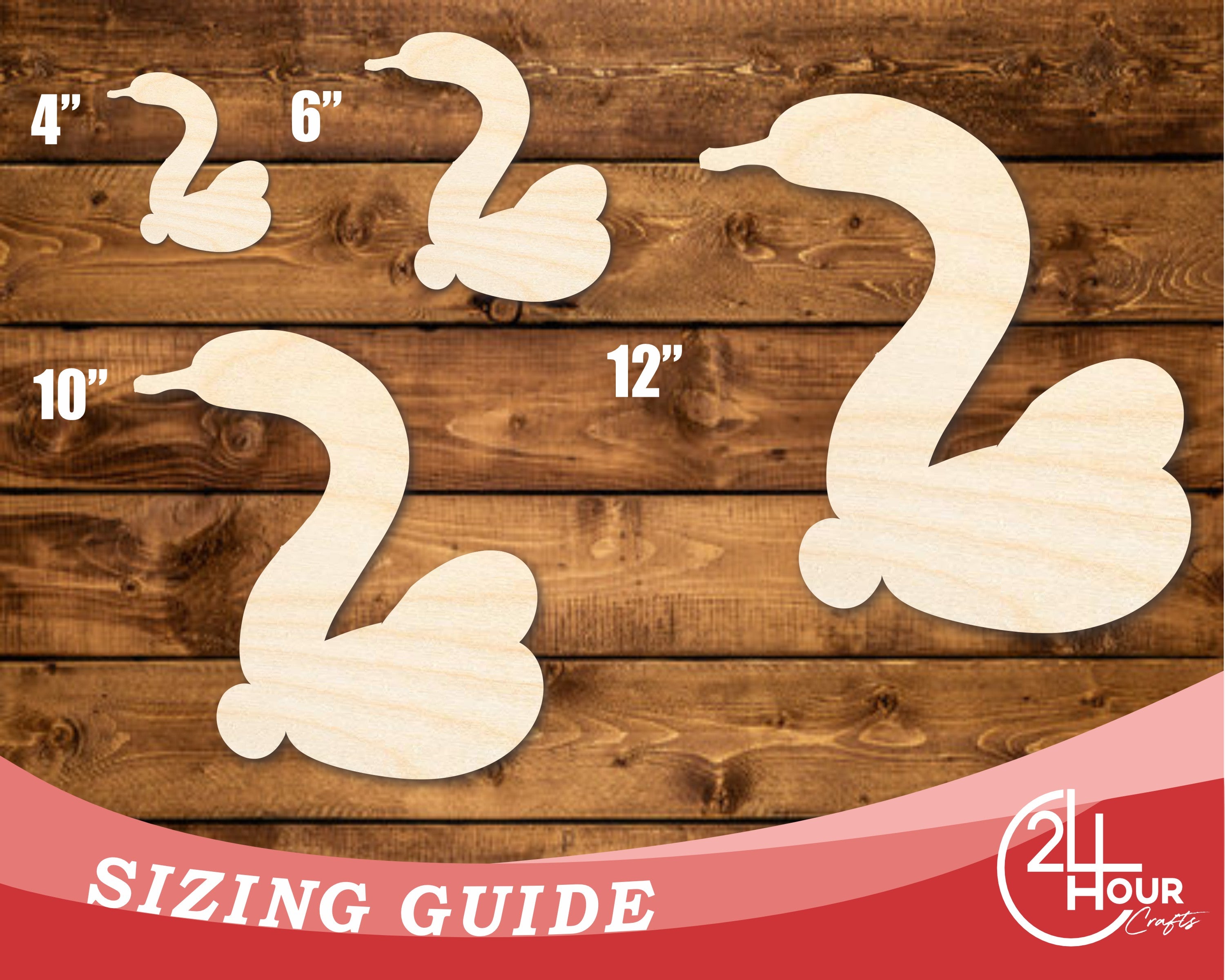 Unfinished DIY Craft Cutout in the Shape of a Wood Balloon Swan, Up to 46 Inches for Multiple DIY Projects