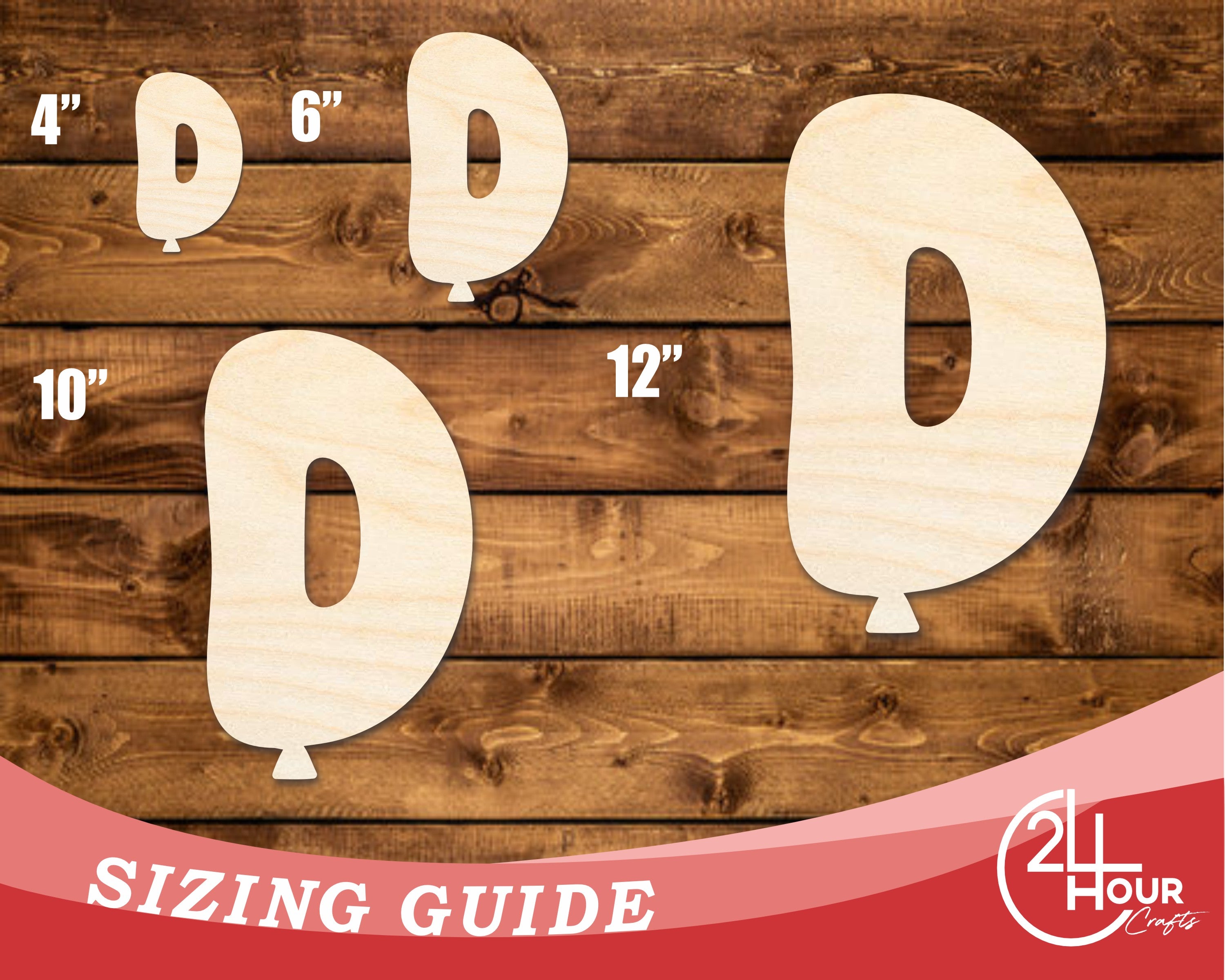 DIY Unfinished Baltic Birch Wood Balloon Letter D Shape Cutout up to 46 Inches