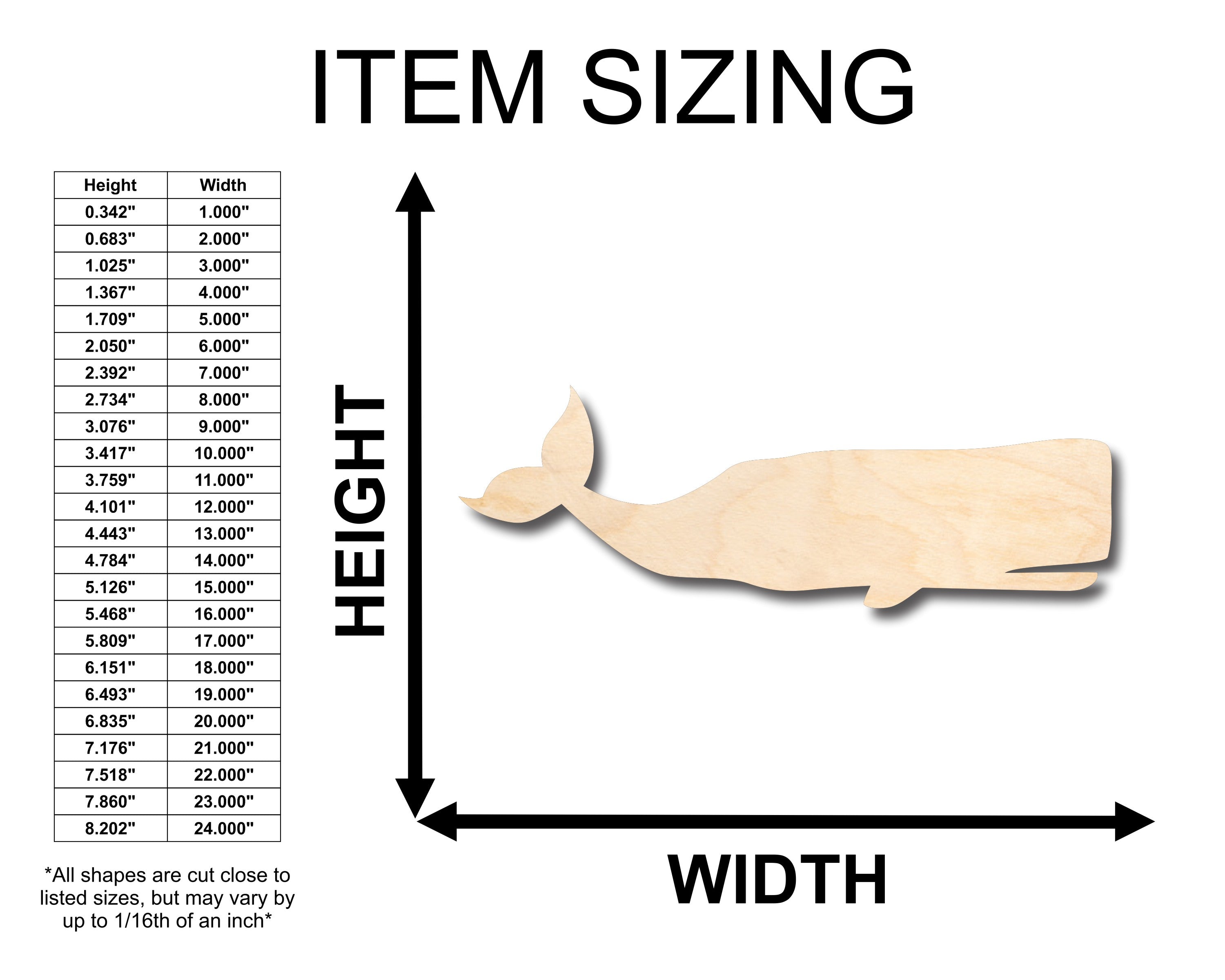 Unfinished Baltic Birch Wood Sperm Whale Shape Crafting Material for Up to 46 DIY Projects