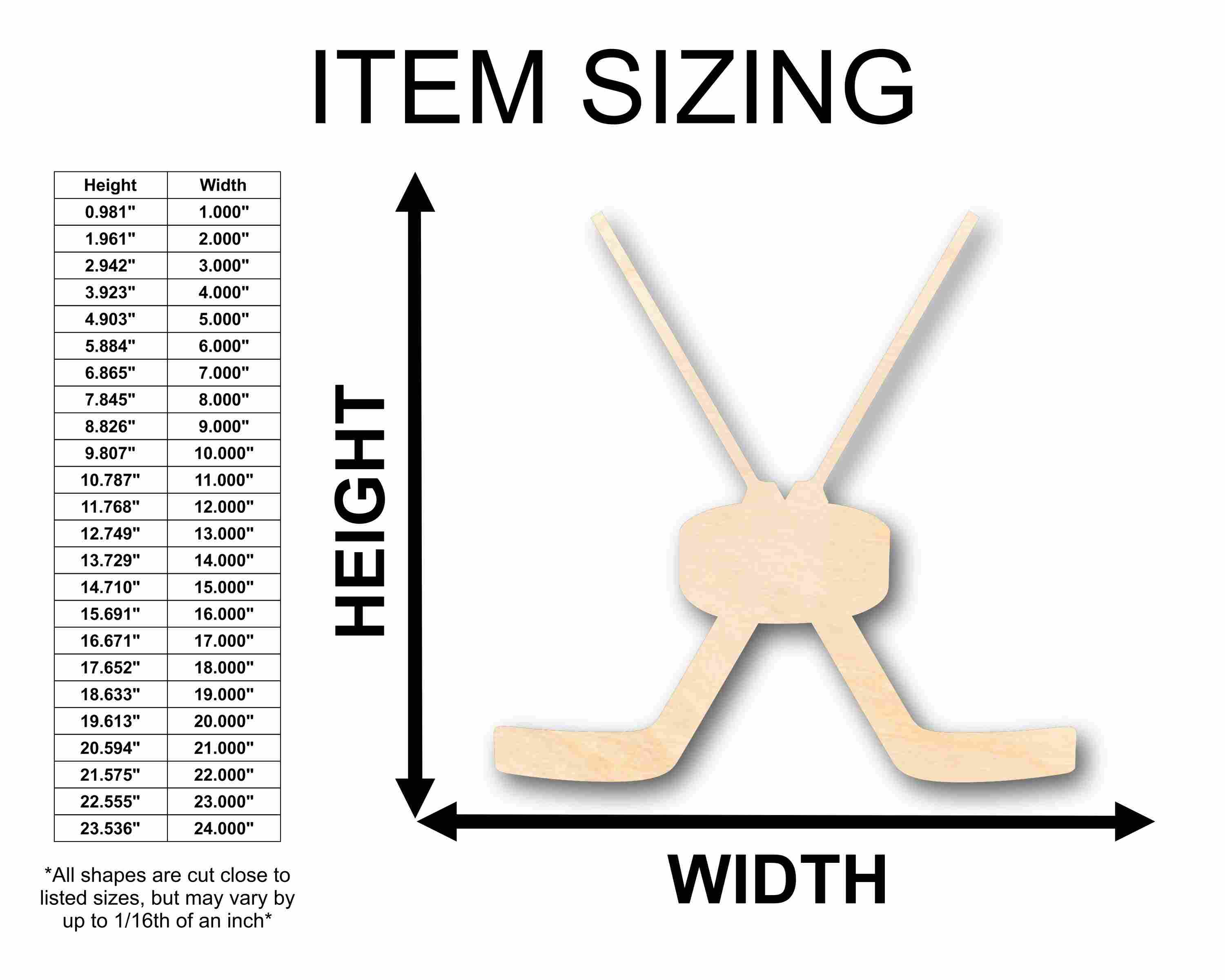 DIY Unfinished Wood Goalie Hockey Sticks Pair with Puck Silhouette - Up to 46 Inches