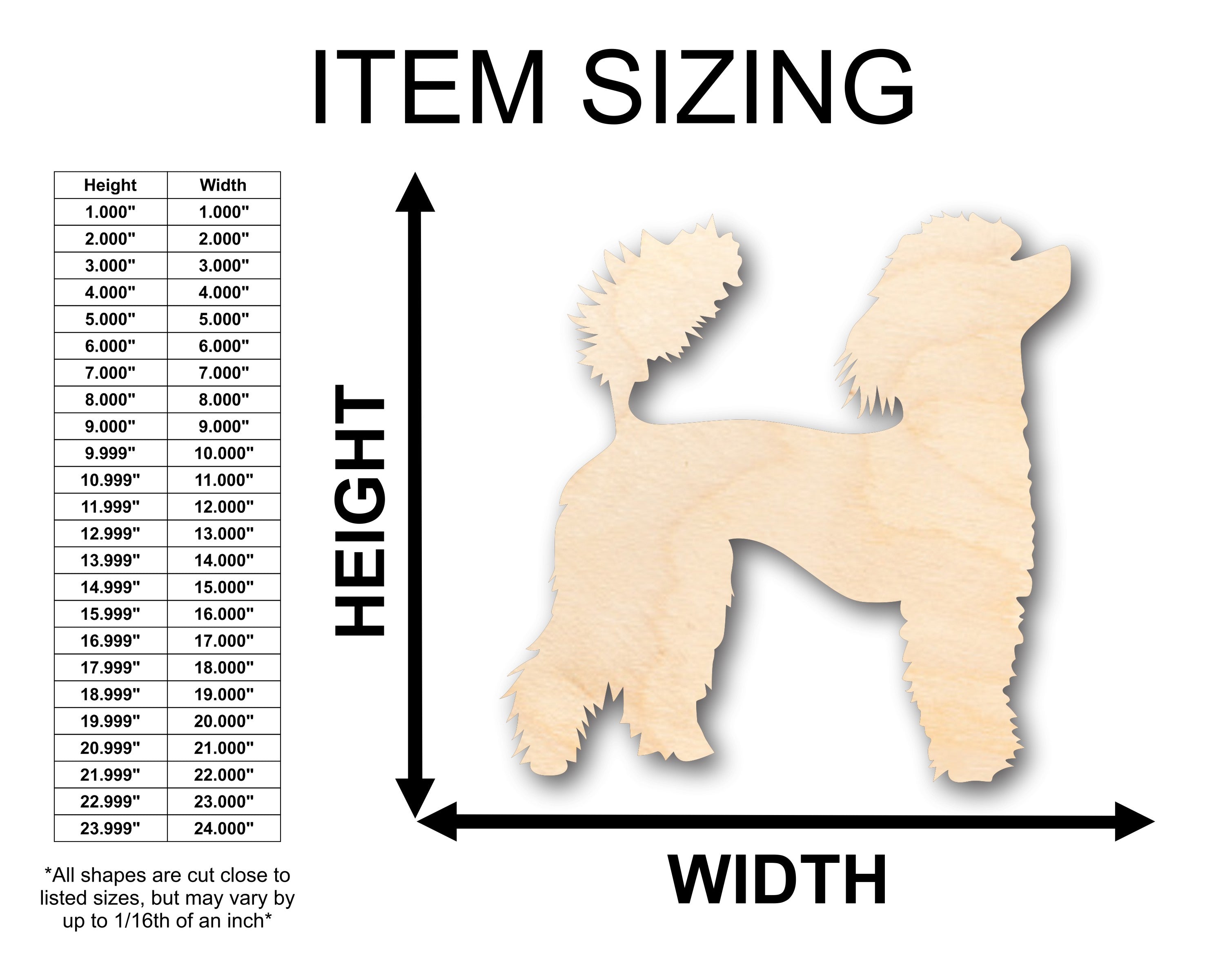 DIY Unfinished Wood Poodle Dog Shape Craft up to 46 Variations