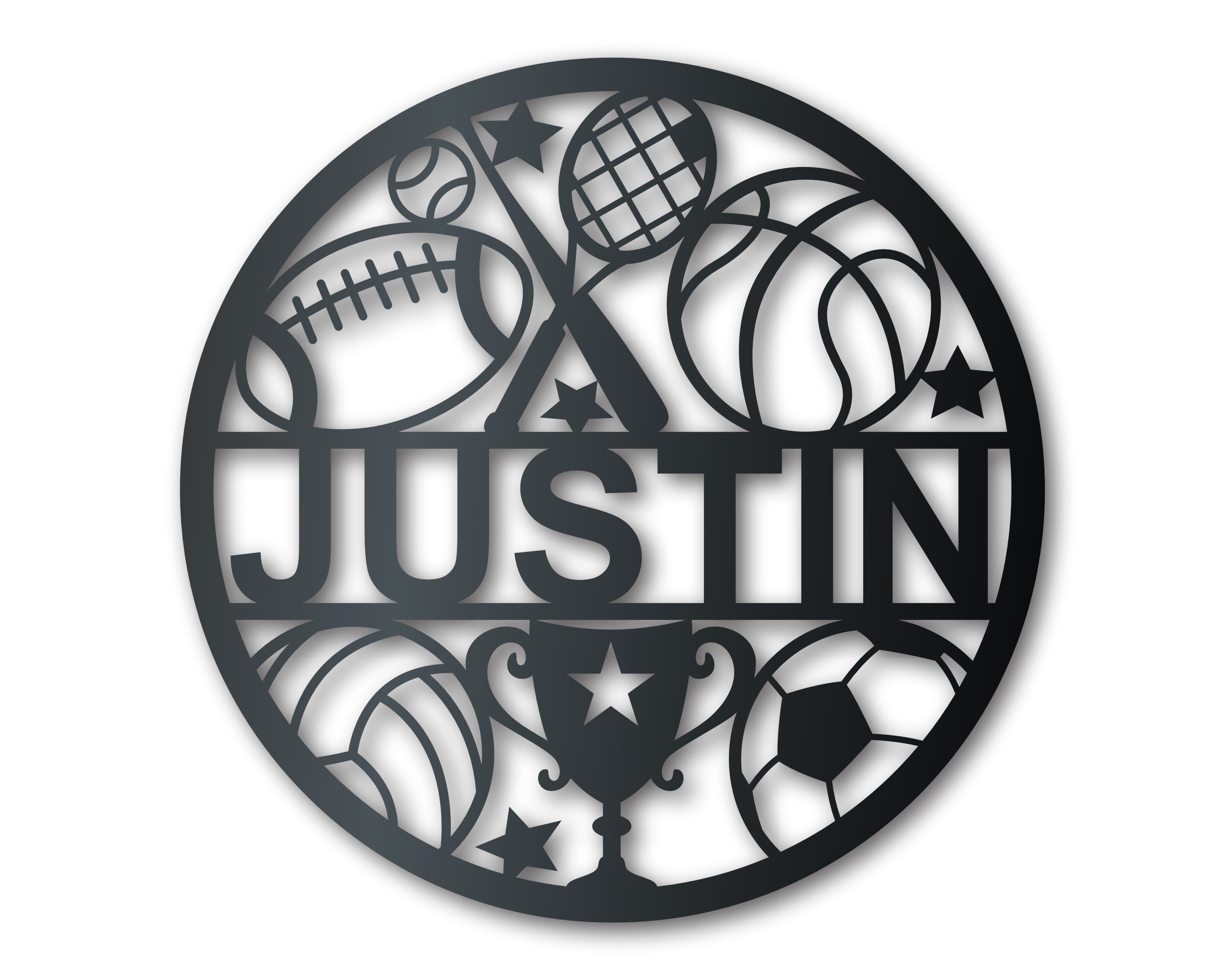 Customizable Metal Kids Sports Wall Art with 14 Color Choices