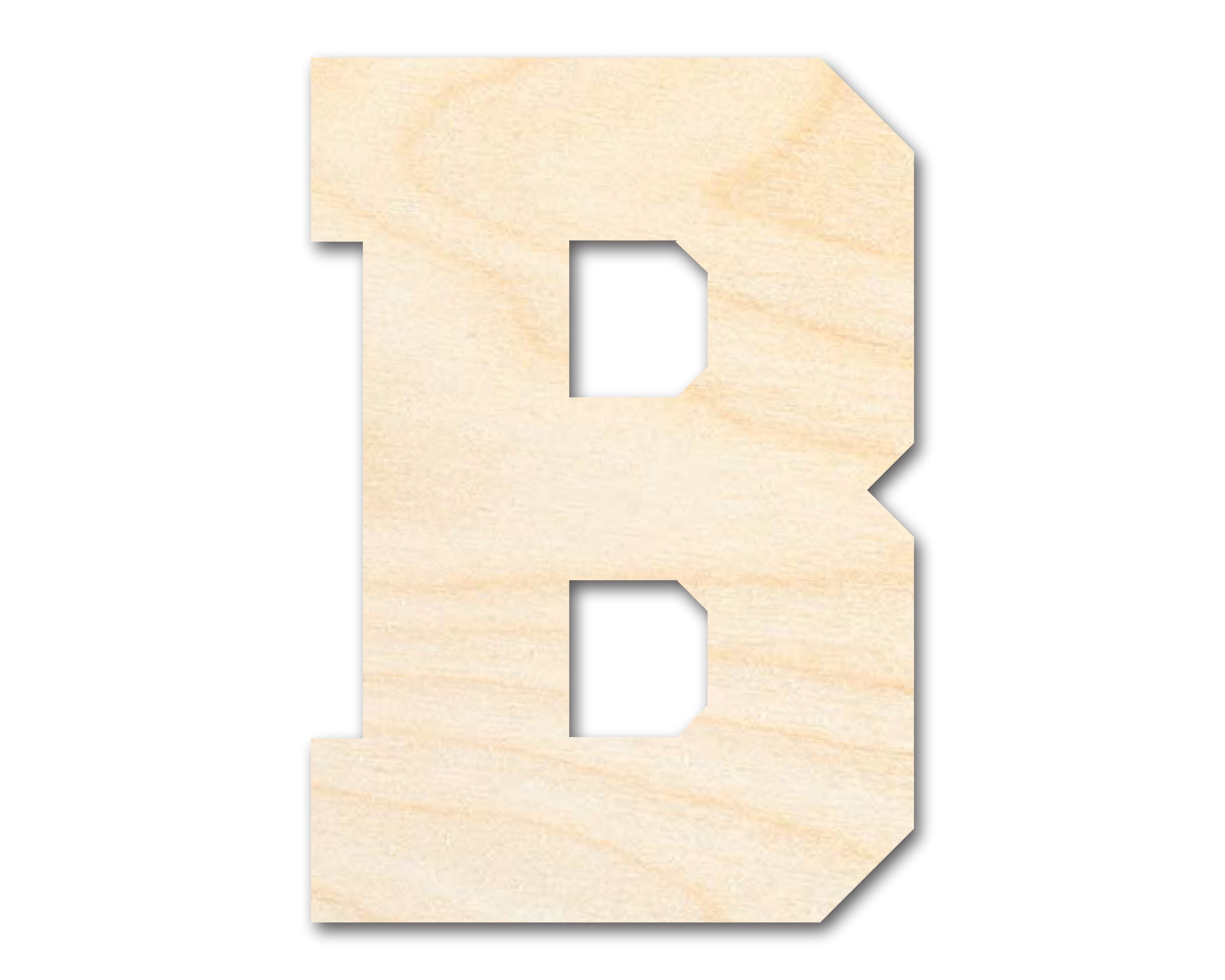 Unfinished Baltic Birch Wood Varsity Team Font - Letter B Shape DIY Craft Cutouts, Up to 46 Inches for Multiple DIY Projects