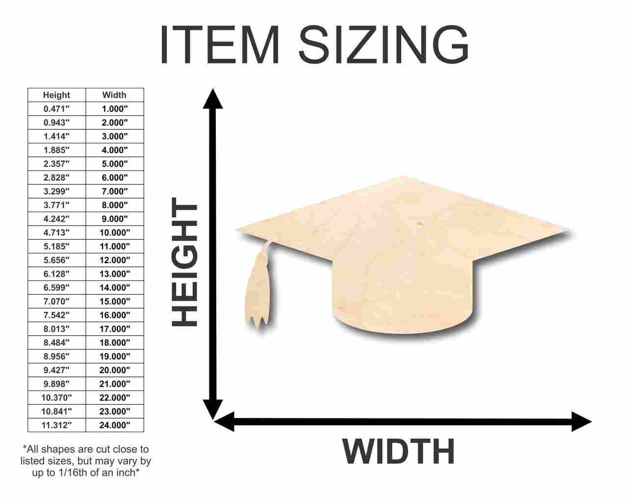 Unfinished Baltic Birch Plywood Graduation Cap Shapes for Crafting - Ideal for Up to 46 DIY Projects