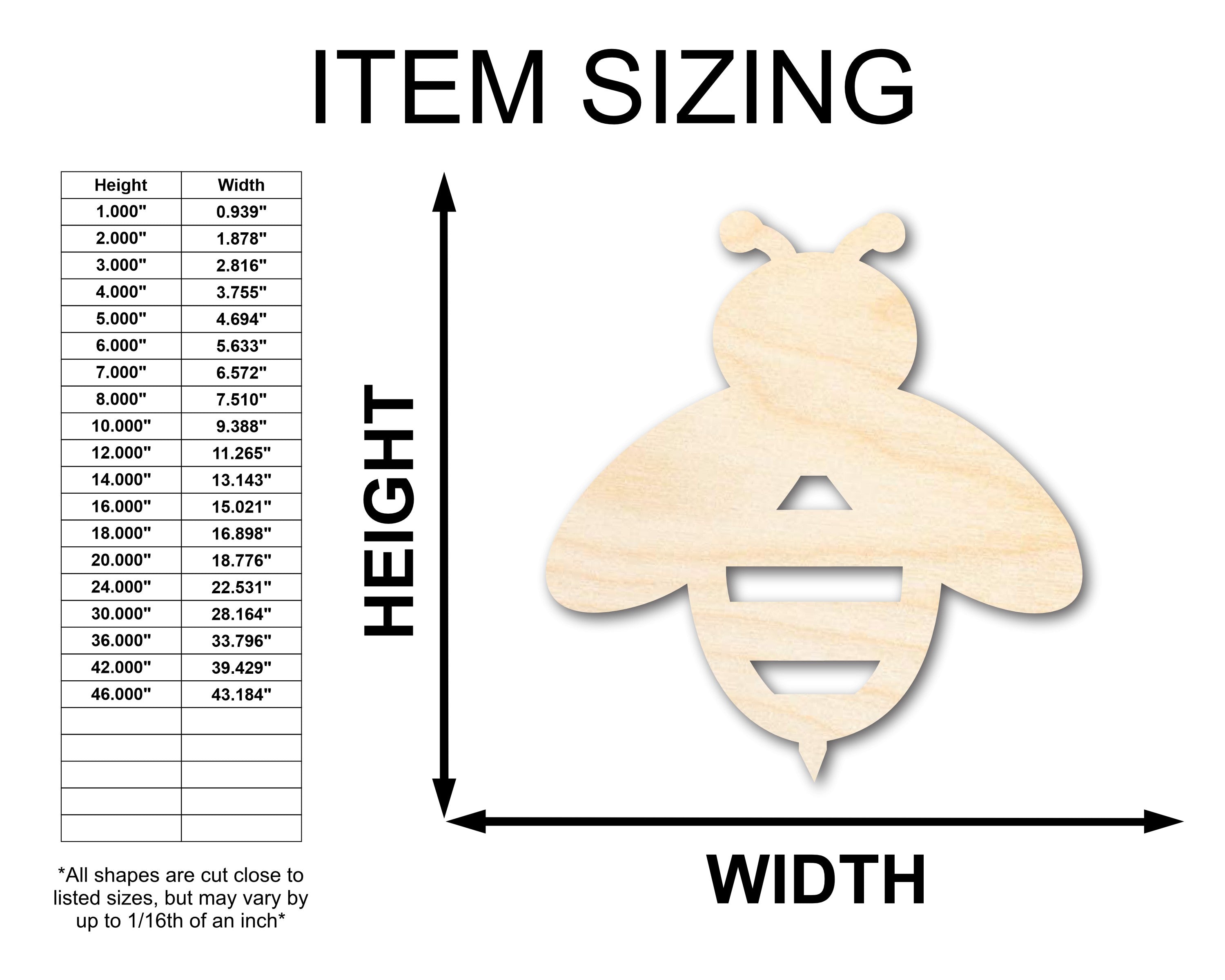 DIY Unfinished Wood Bumble Bee Silhouette for Animal Crafts up to 46