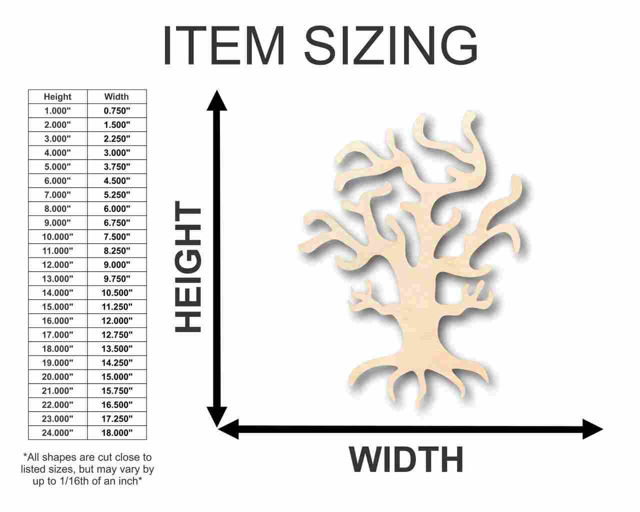 DIY Halloween Unfinished Wood Spooky Tree Shape up to 46 Inches