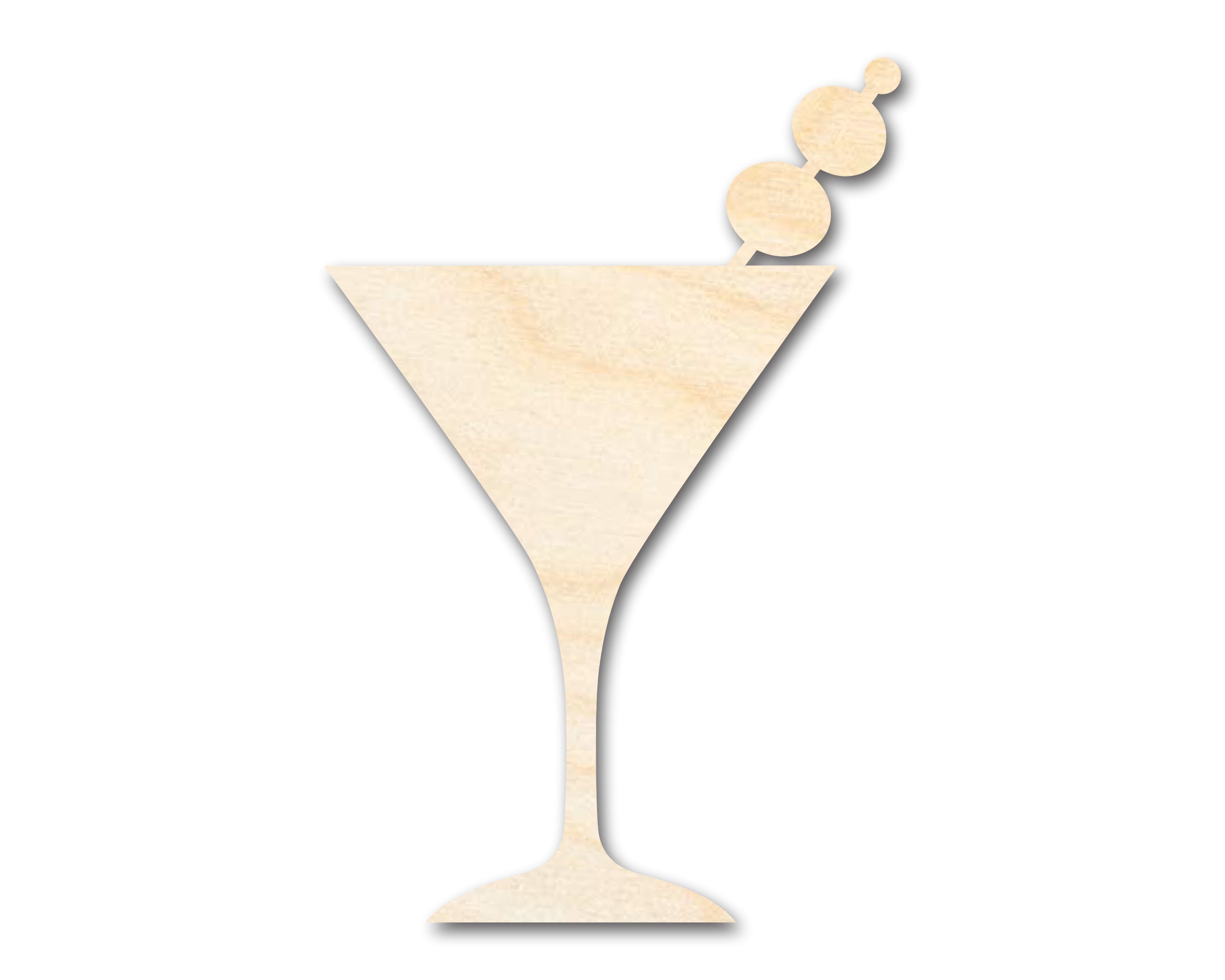 Unfinished Baltic Birch Wood Martini-Shaped DIY Craft Cutout Available in Sizes Up to 46 Inches for Multiple DIY Projects