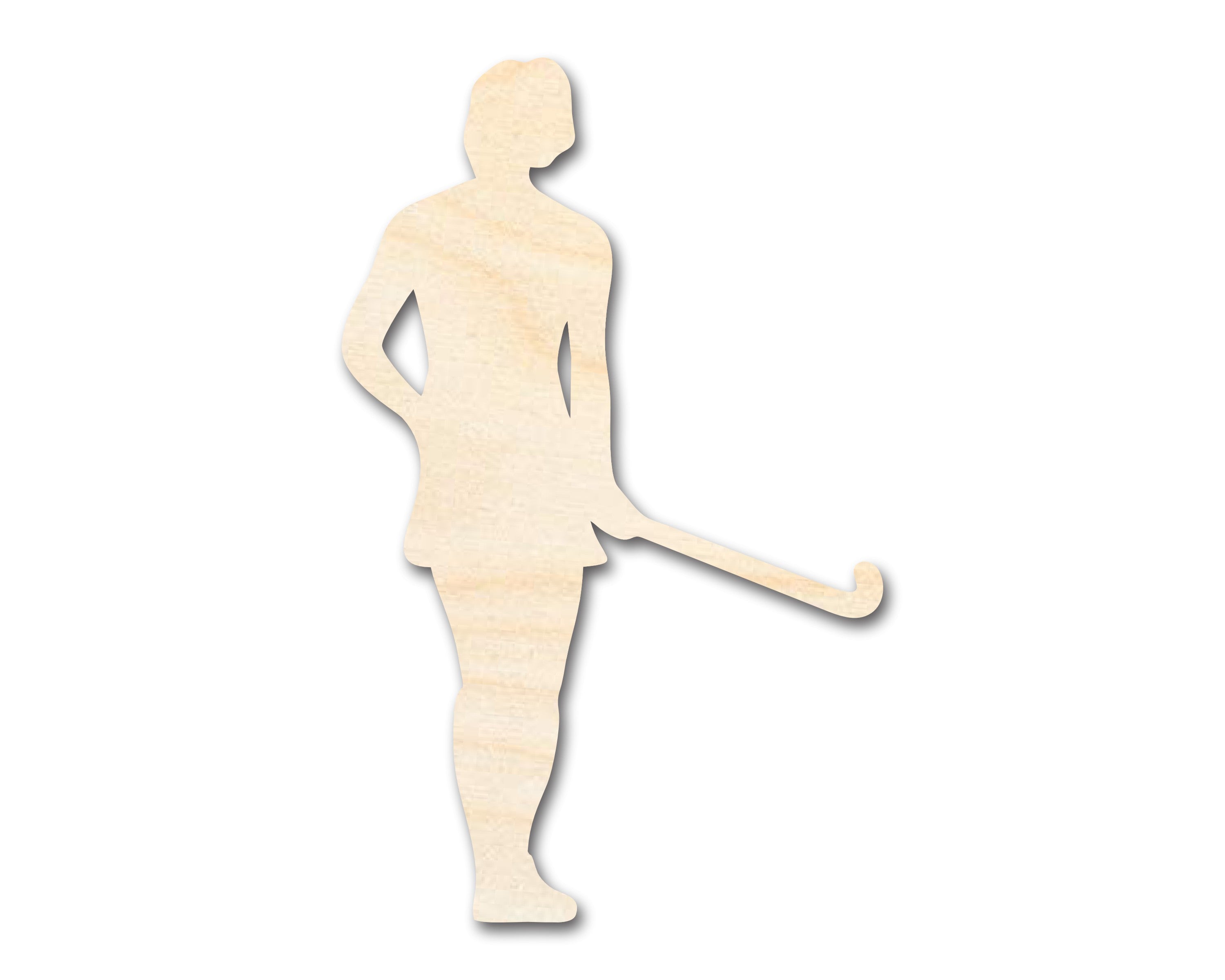 Unfinished Baltic Birch Wood Field Hockey Player Silhouette Cutout for DIY Sports Crafts, Sizes up to 46 Inches