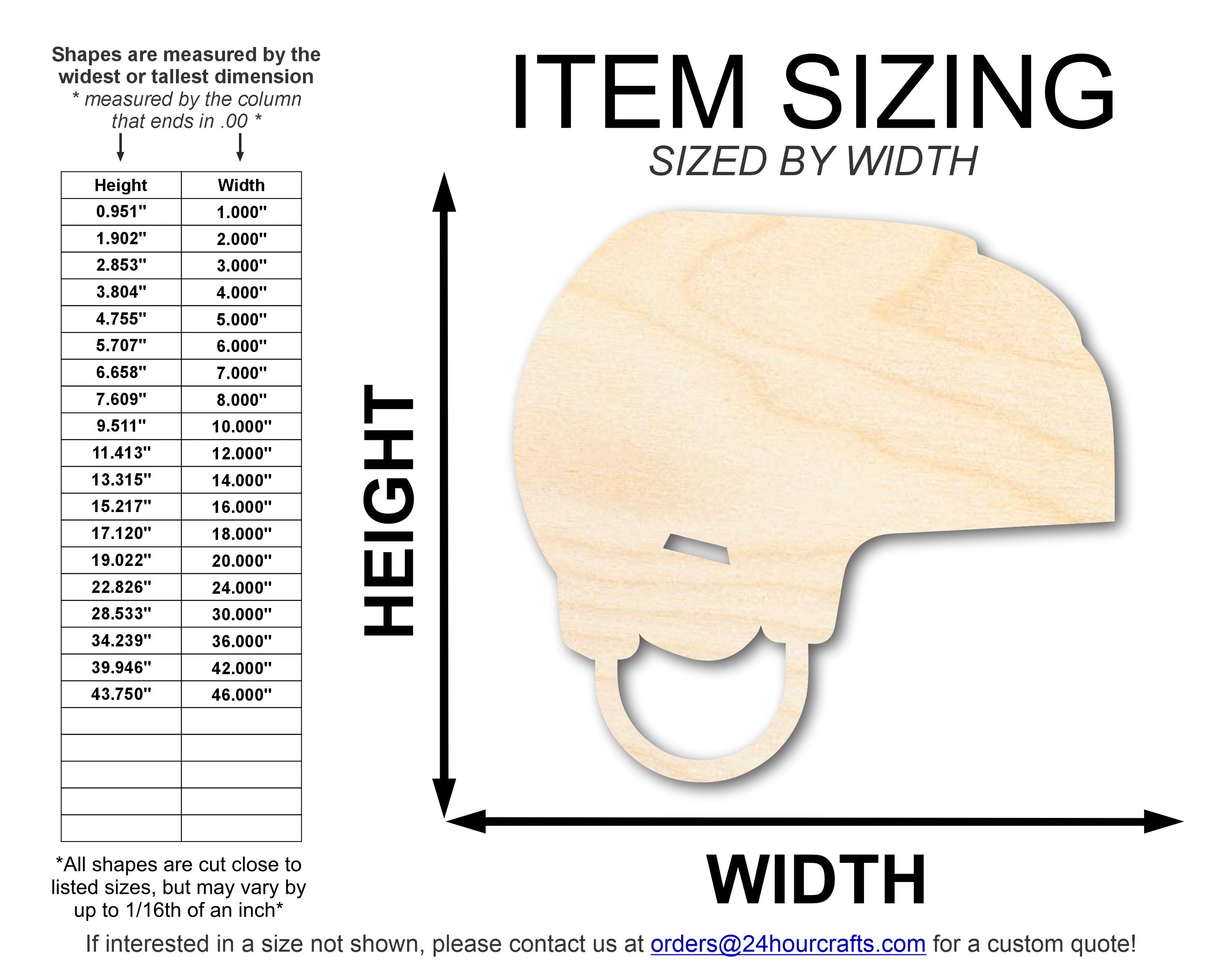 Unfinished Baltic Birch Wood Cutout in Hockey Helmet Shape for DIY Crafts - Up to 46 Inches for 24+ DIY Projects