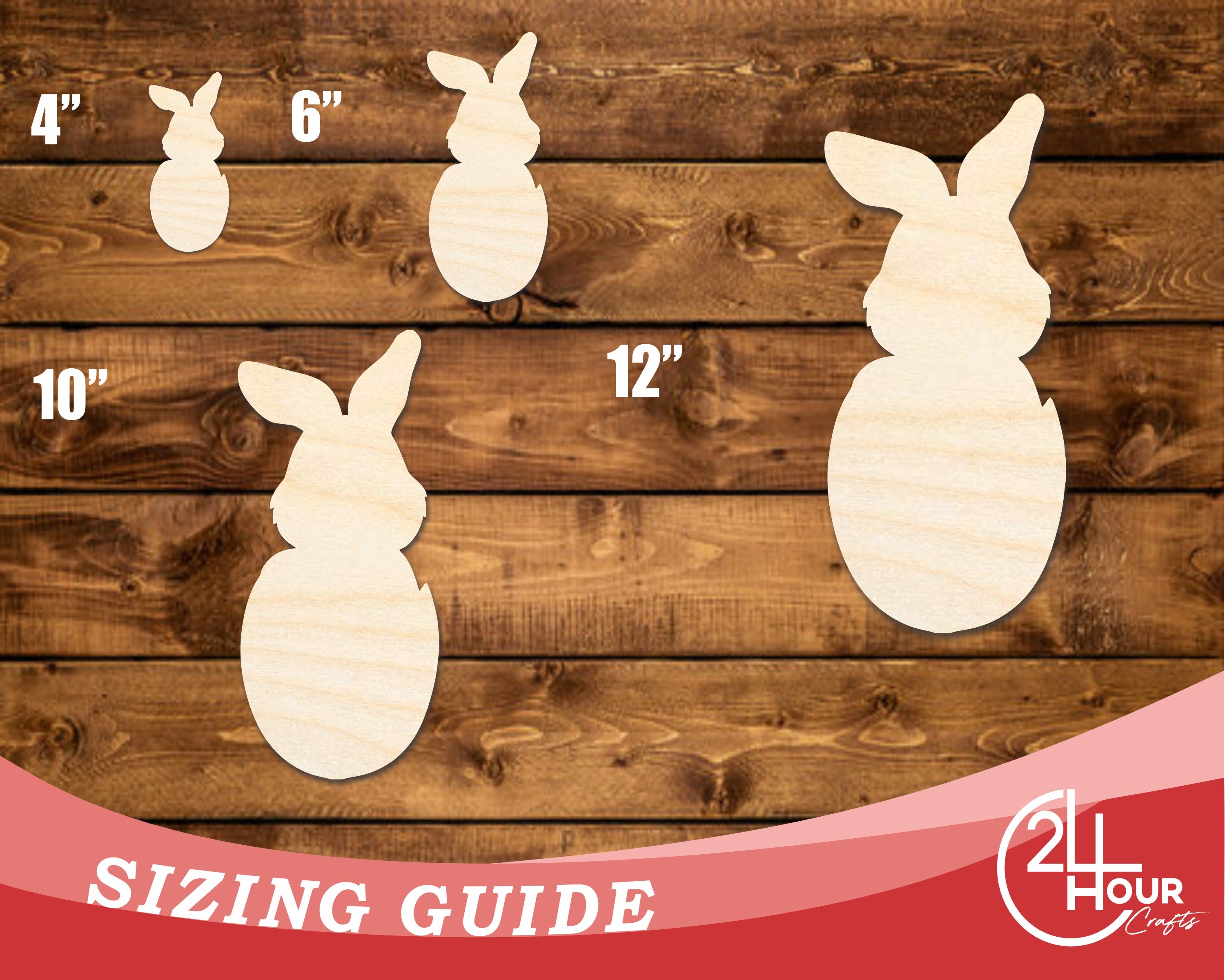 DIY Craft Unfinished Wood Bunny Cutout in the Shape of an Easter Egg | Up to 46 Different DIY Options