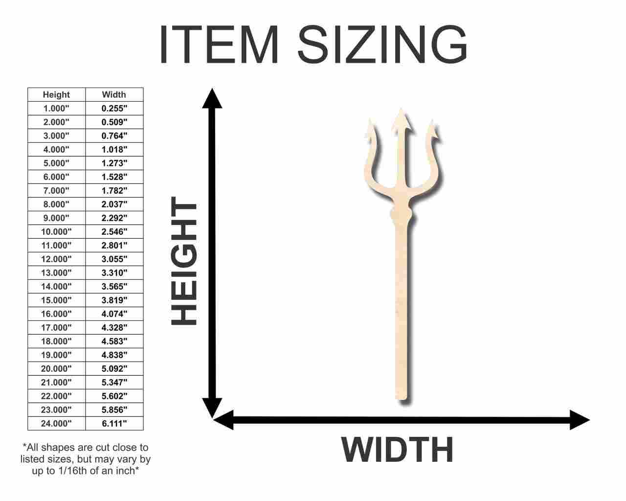 DIY Unfinished Ocean-themed Wood Trident Shapes up to 24 Inches