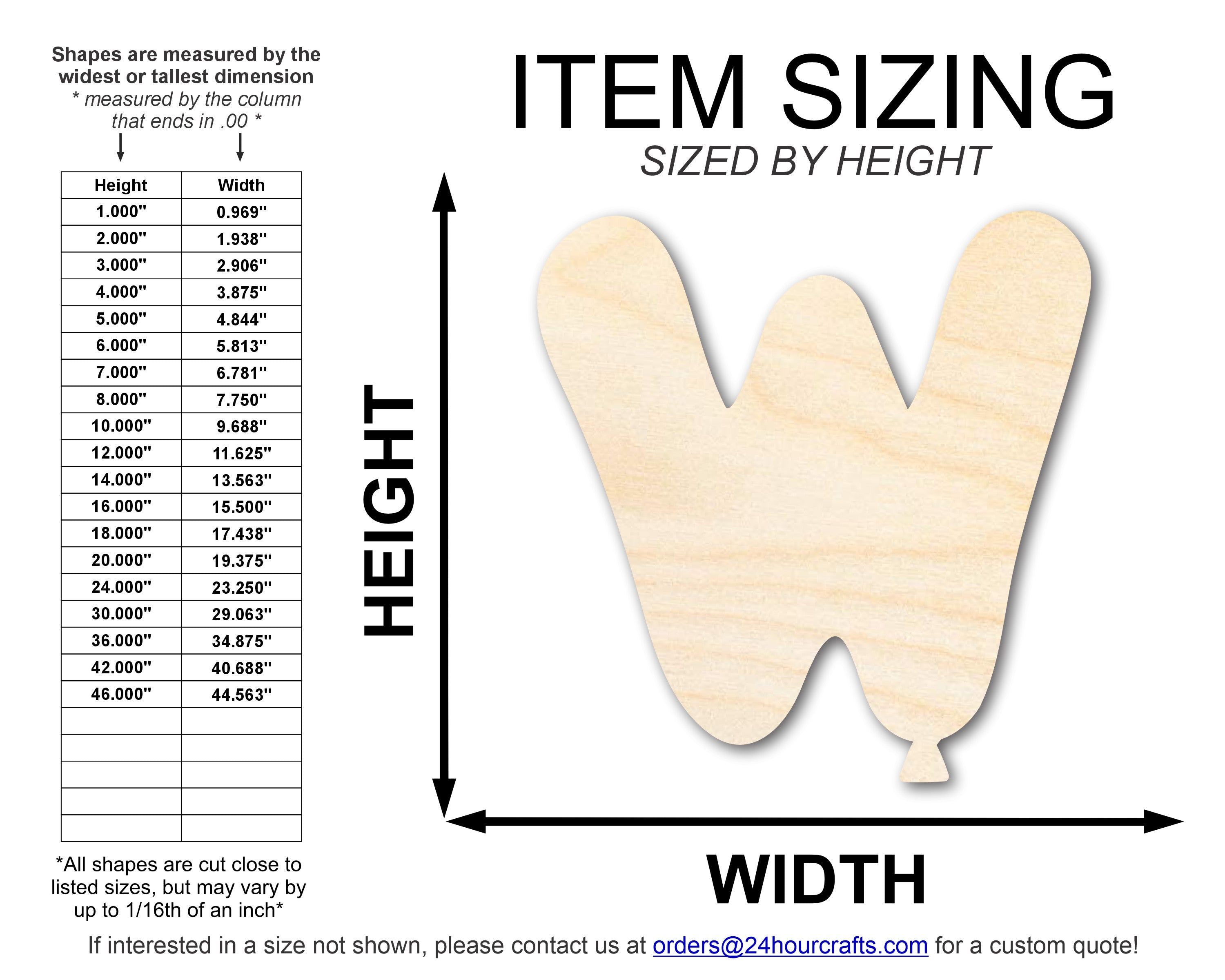 DIY Unfinished Baltic Birch Wood Balloon Letter W Shape Cutout up to 46 Inches
