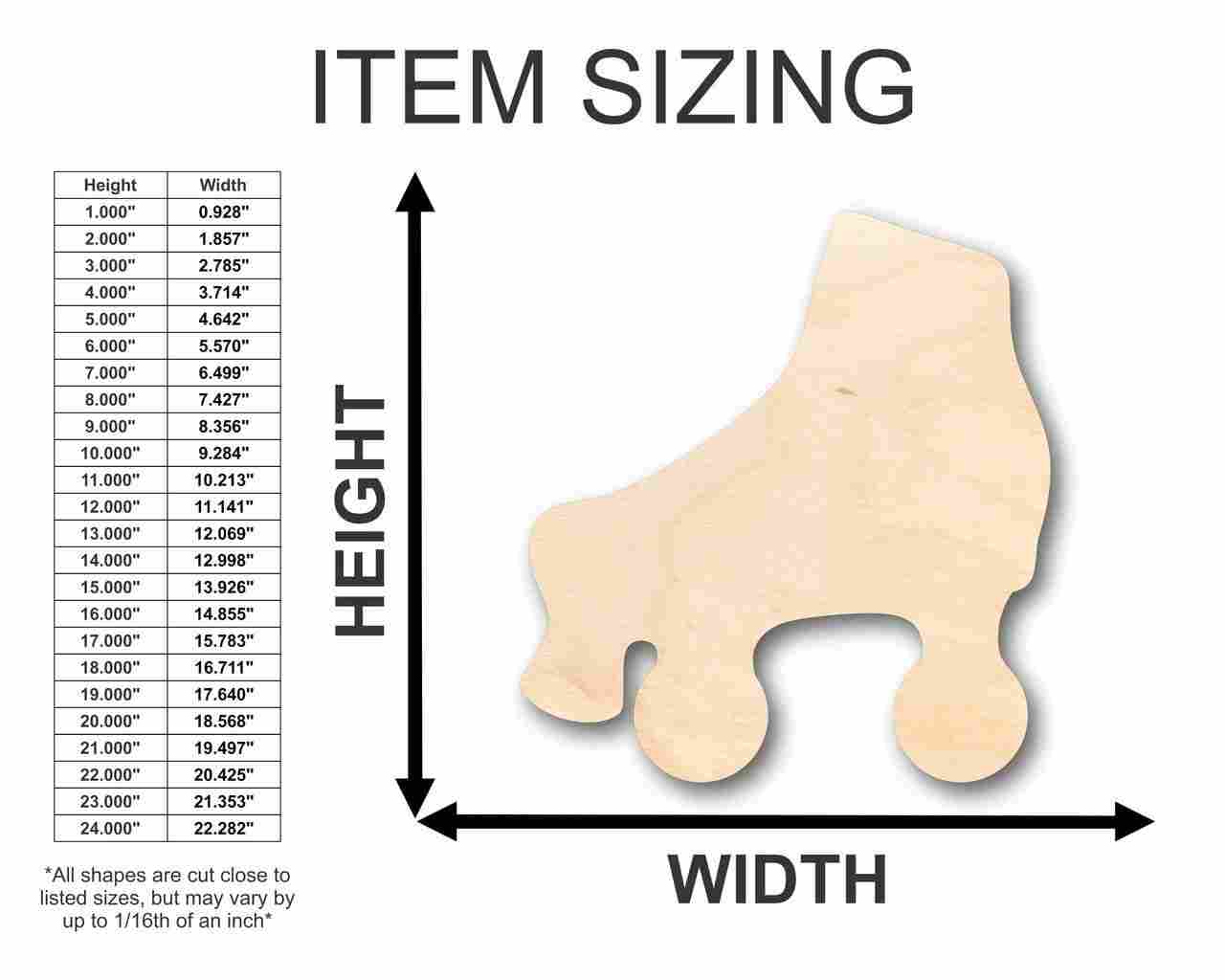 DIY Unfinished Baltic Birch Wood Roller Skate Shapes - Up to 24 Inches
