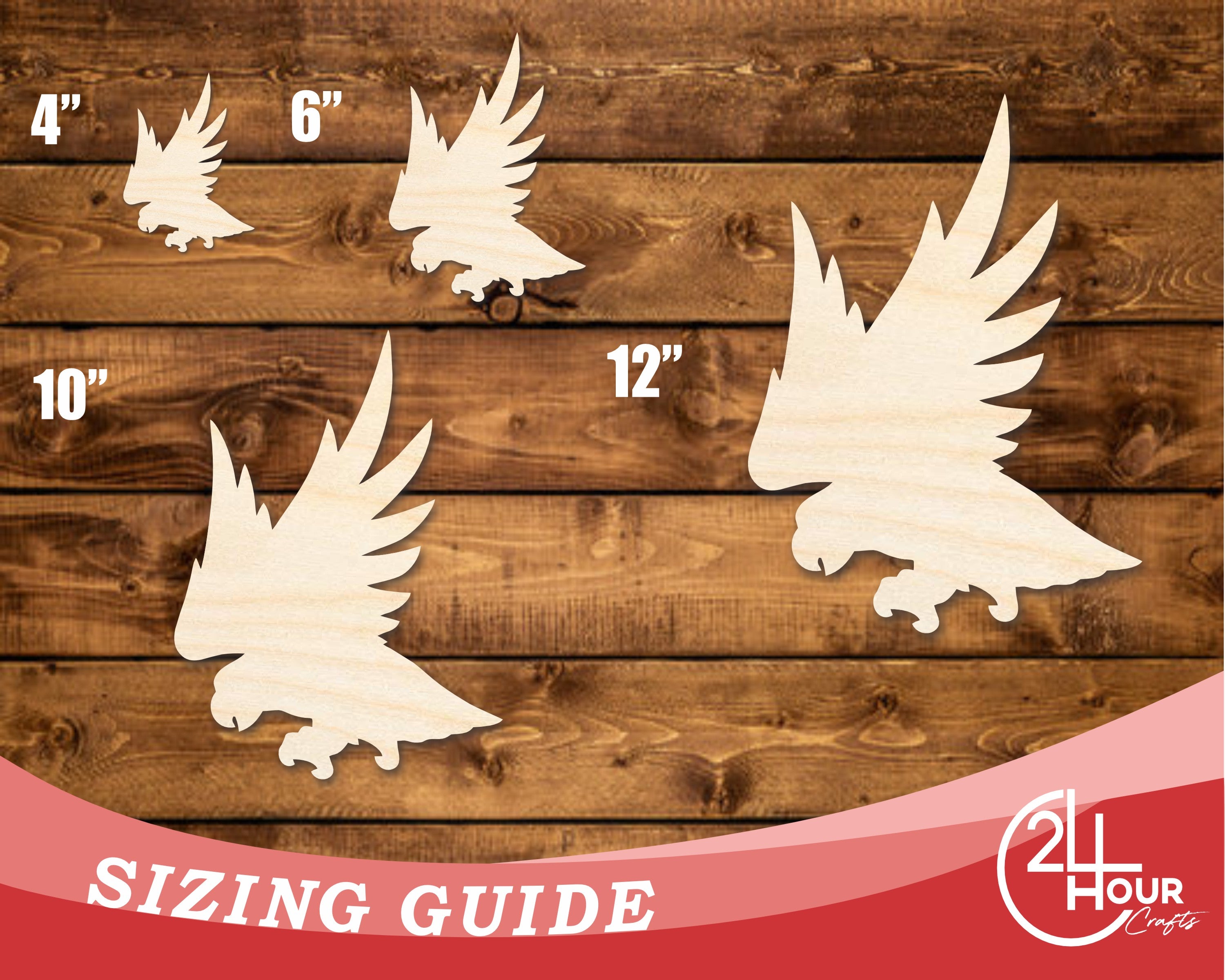 Unfinished DIY Craft Cutout of Wood Hawk Mascot Shape with Up to 46 DIY Options