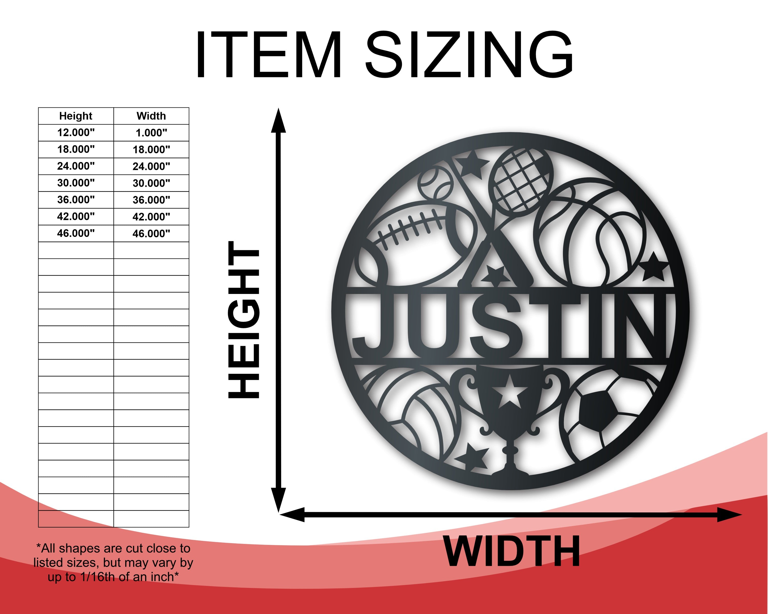 Customizable Metal Kids Sports Wall Art with 14 Color Choices