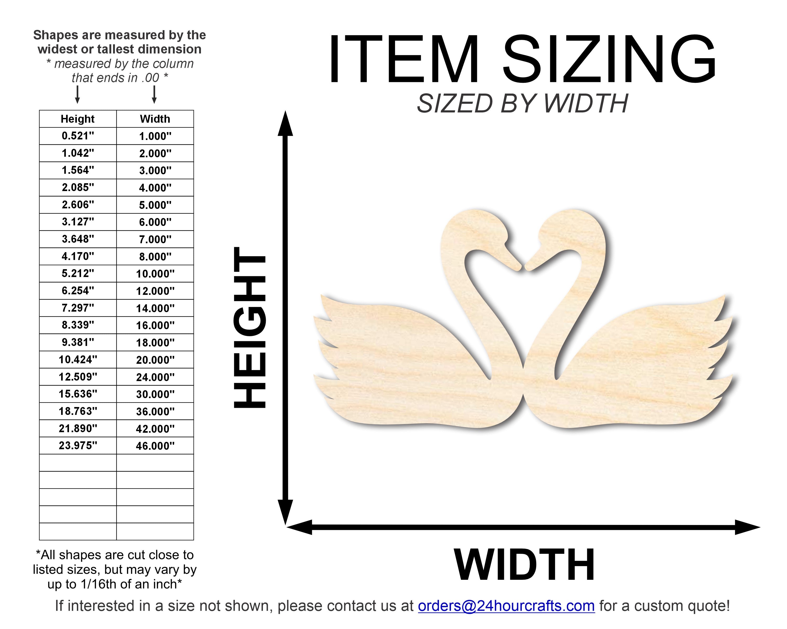 Unfinished DIY Craft Cutout in the Shape of Love Swans for Up to 46 DIY Projects