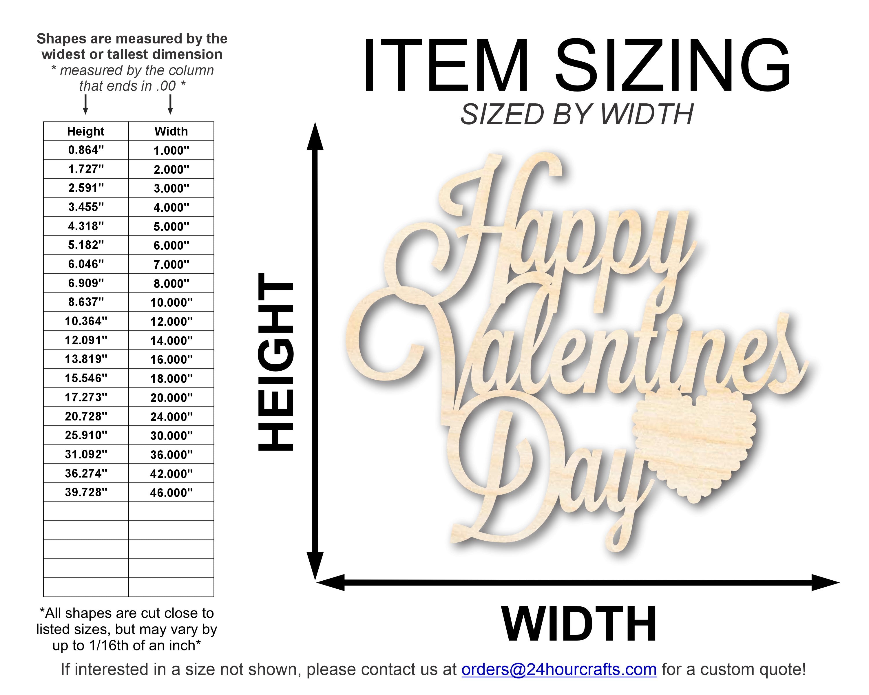 Unfinished Wood DIY Craft Cutout for Happy Valentine's Day, Up to 46 Inches for Multiple DIY Projects