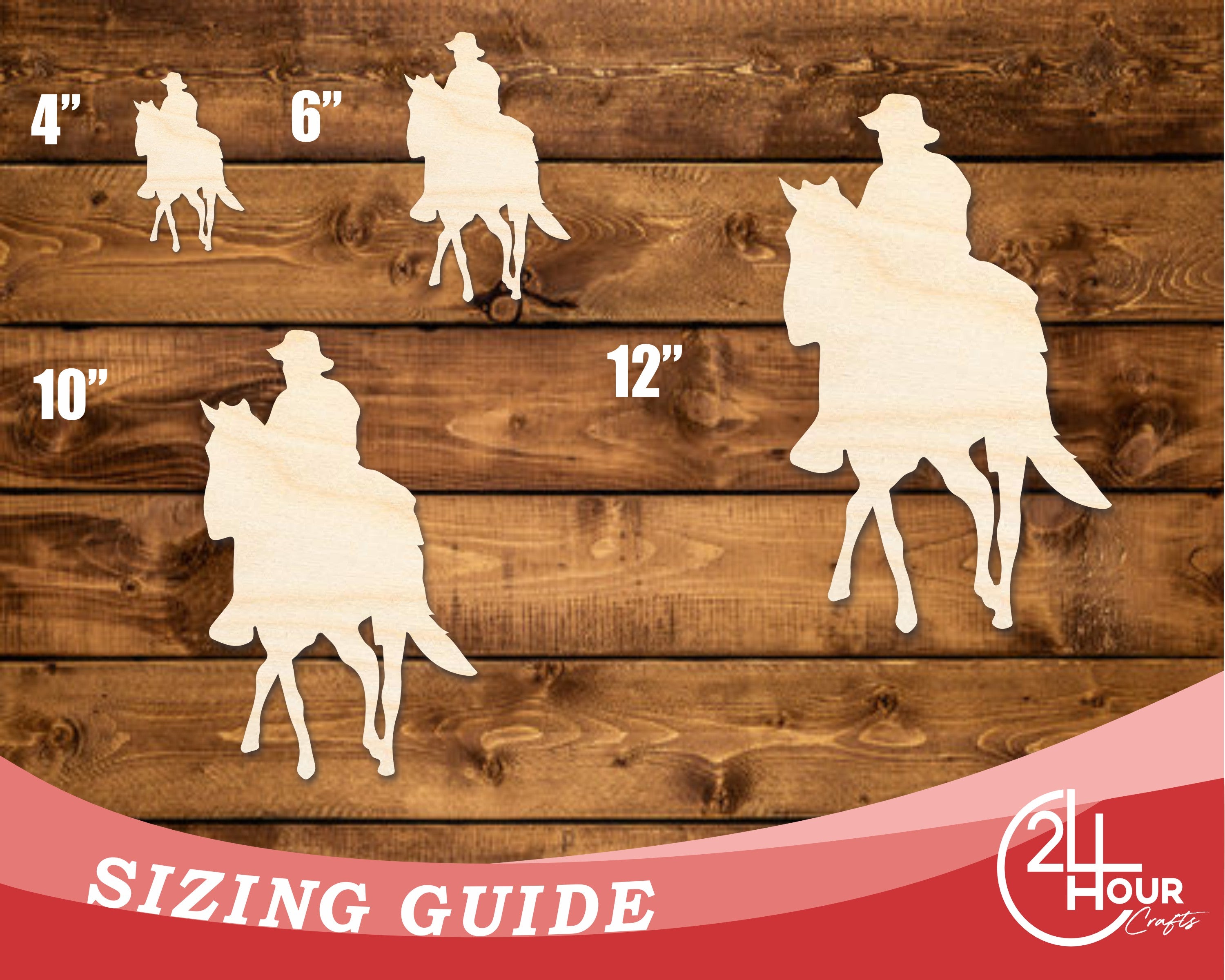 Unfinished DIY Craft Cutout of Wood Soldier Riding Horse Shape with Up to 46 DIY Possibilities
