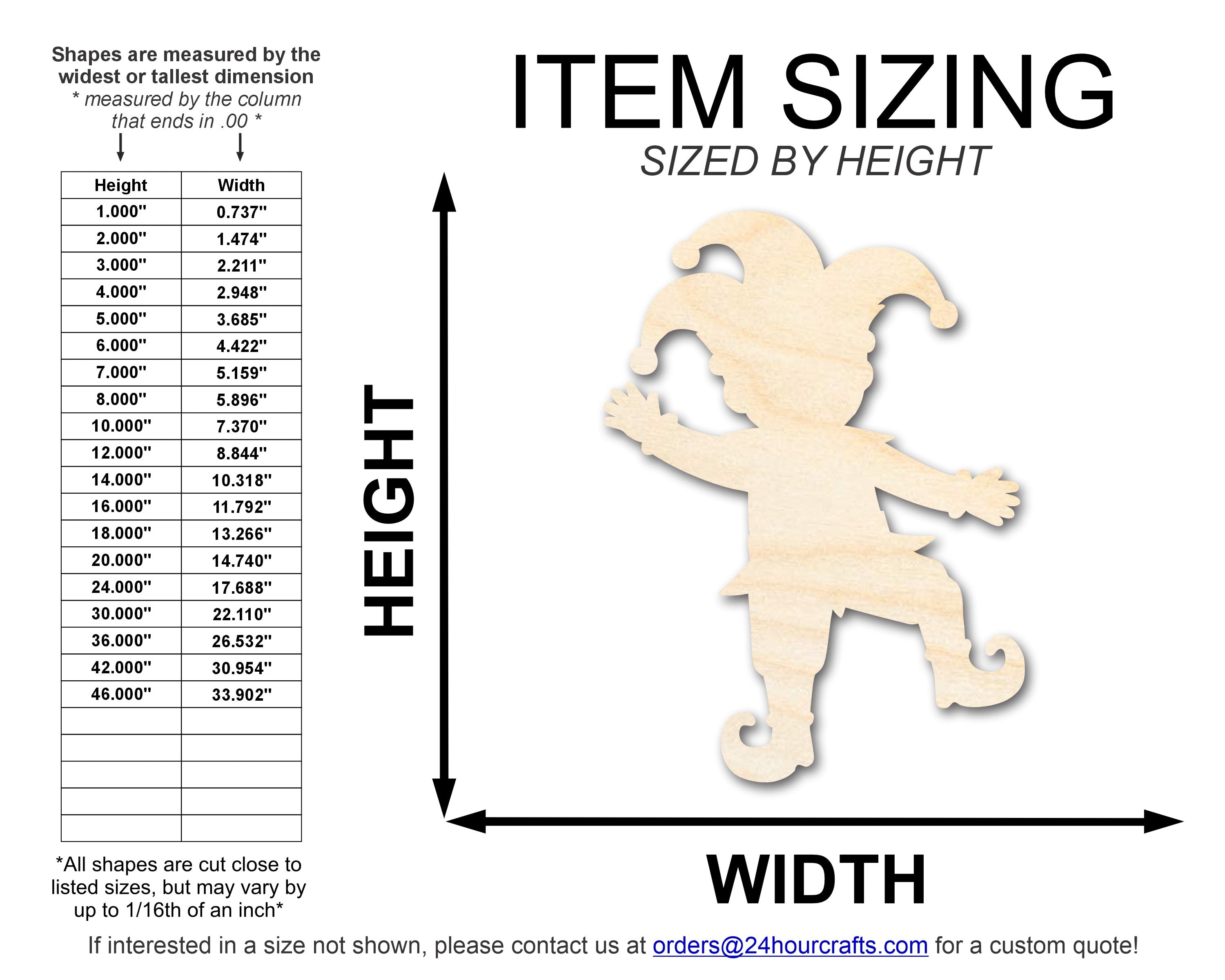 Unfinished Baltic Birch Wood Dancing Jester Silhouette for Mardi Gras DIY Craft Cutouts up to 46 Inches