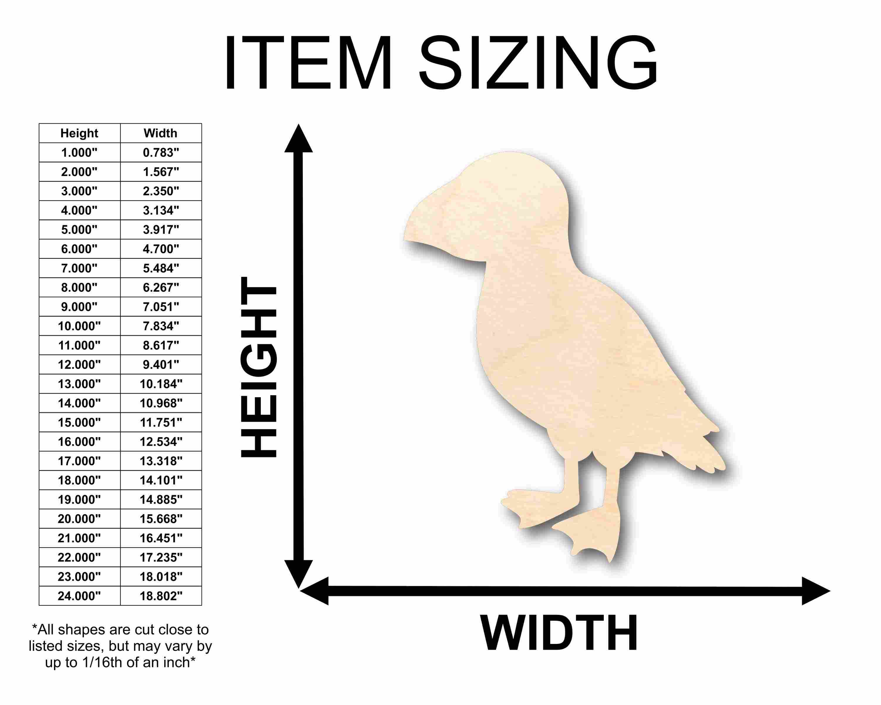 DIY Unfinished Wood Puffin Silhouette for Up to 46 Craft Projects