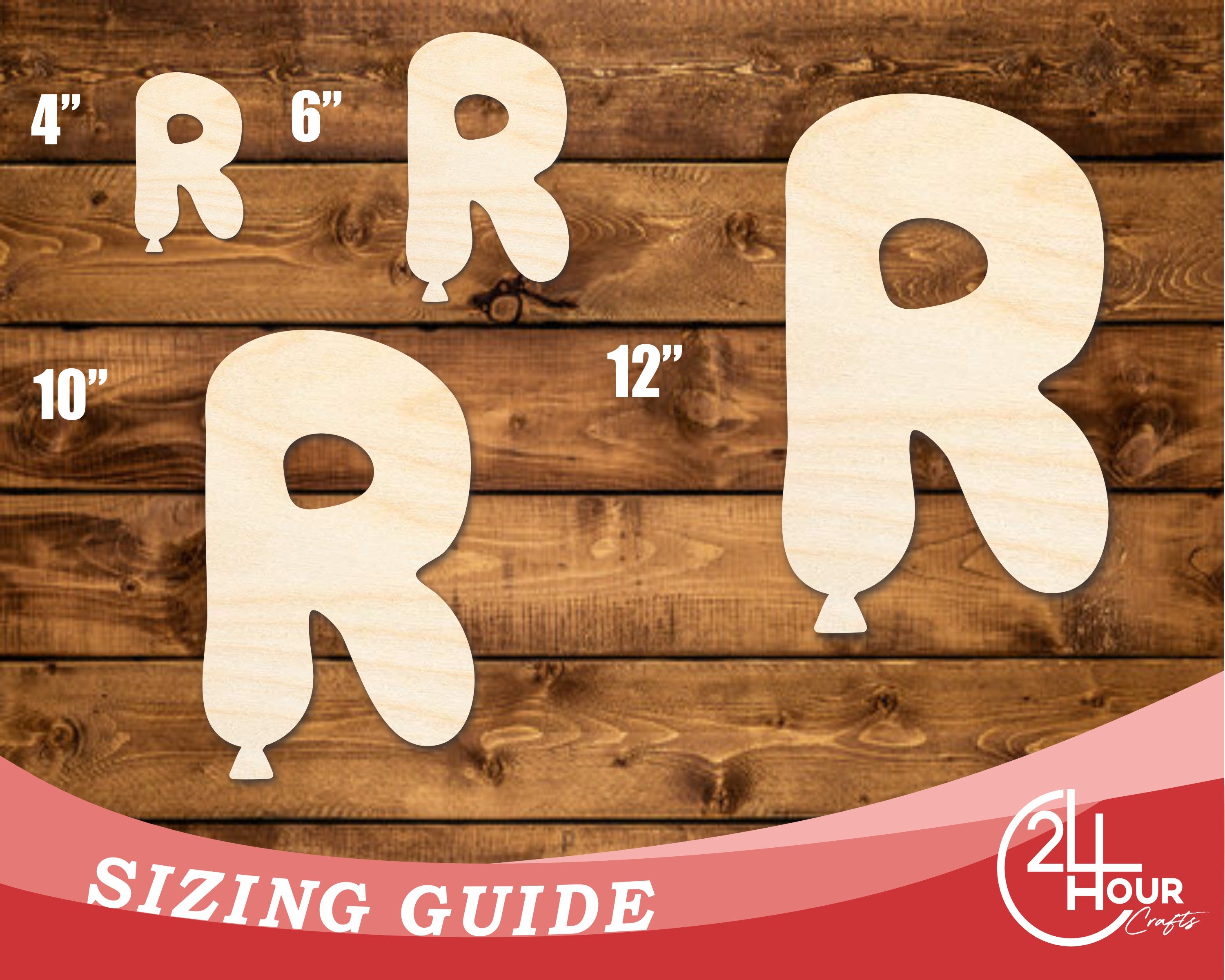 DIY Unfinished Baltic Birch Wood Balloon Letter R Shape Cutout up to 46"